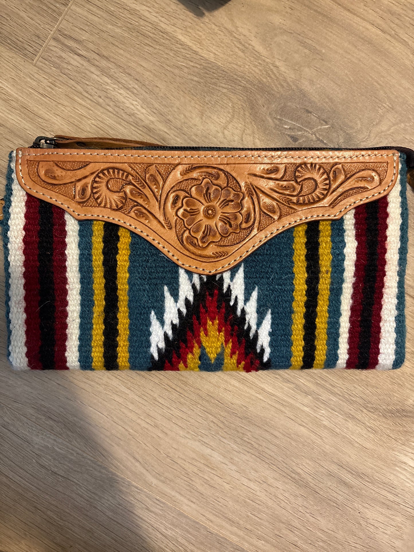 Woven southwestern serape fabric wristlet