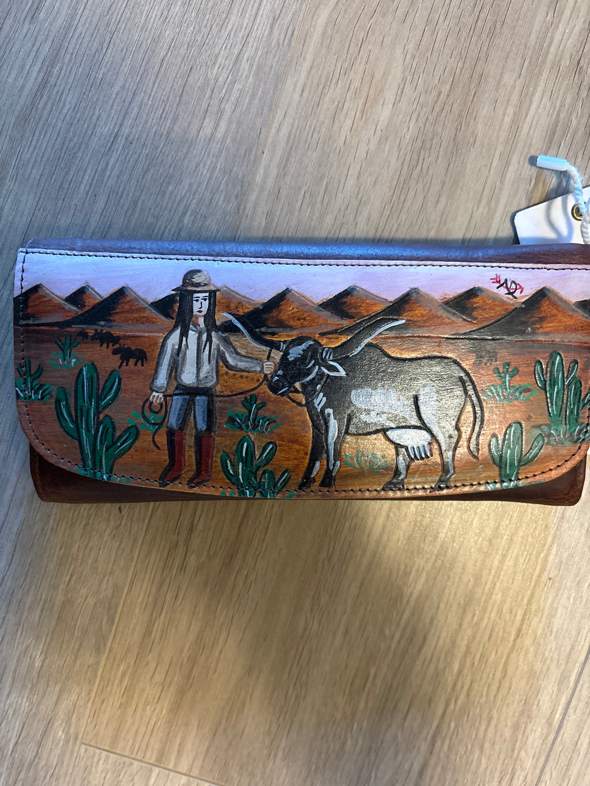 Hand-Painted Leather Crossbody Clutch - Western Design By American Darling