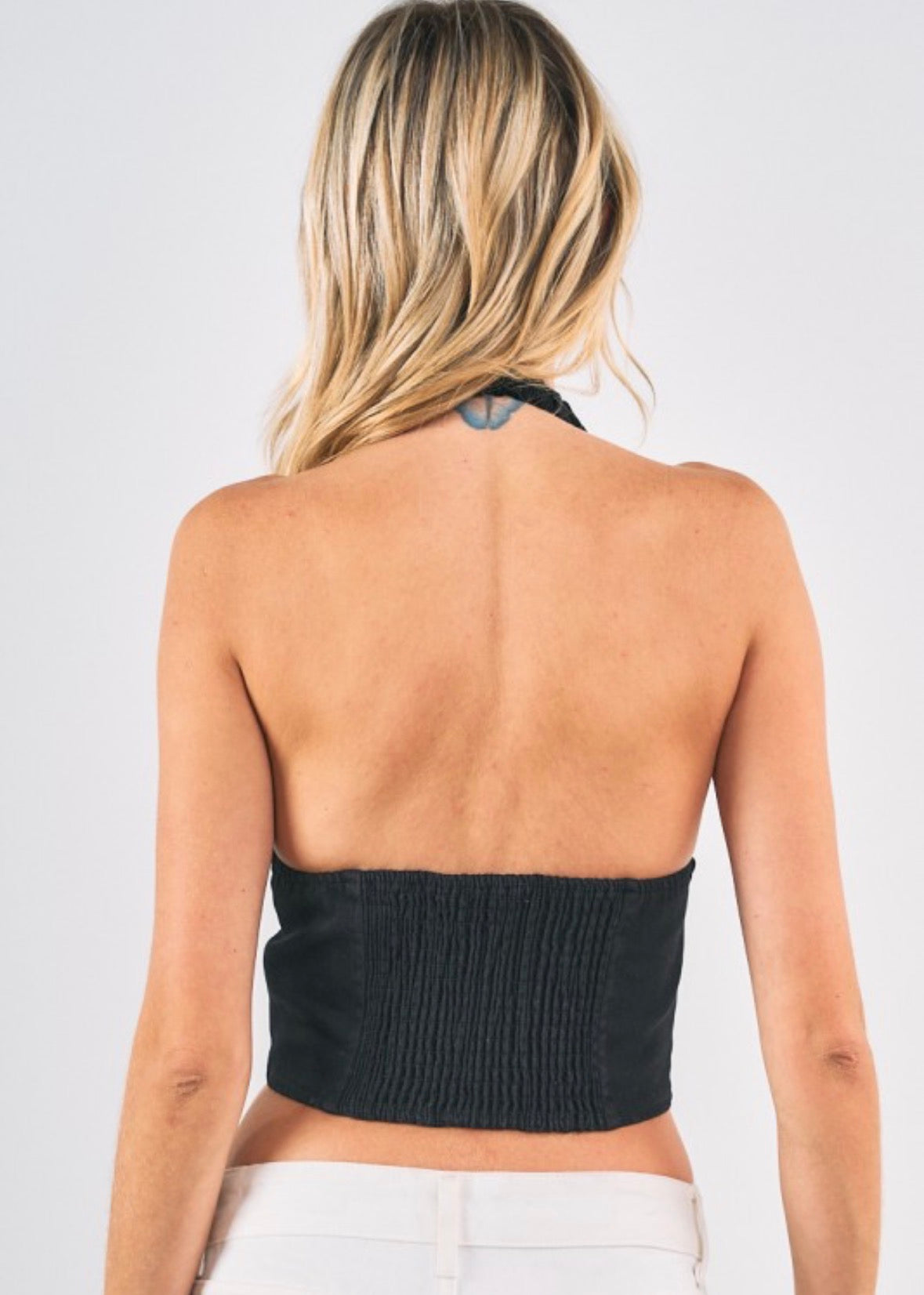 Midnight Spur Halter Corset Top-black