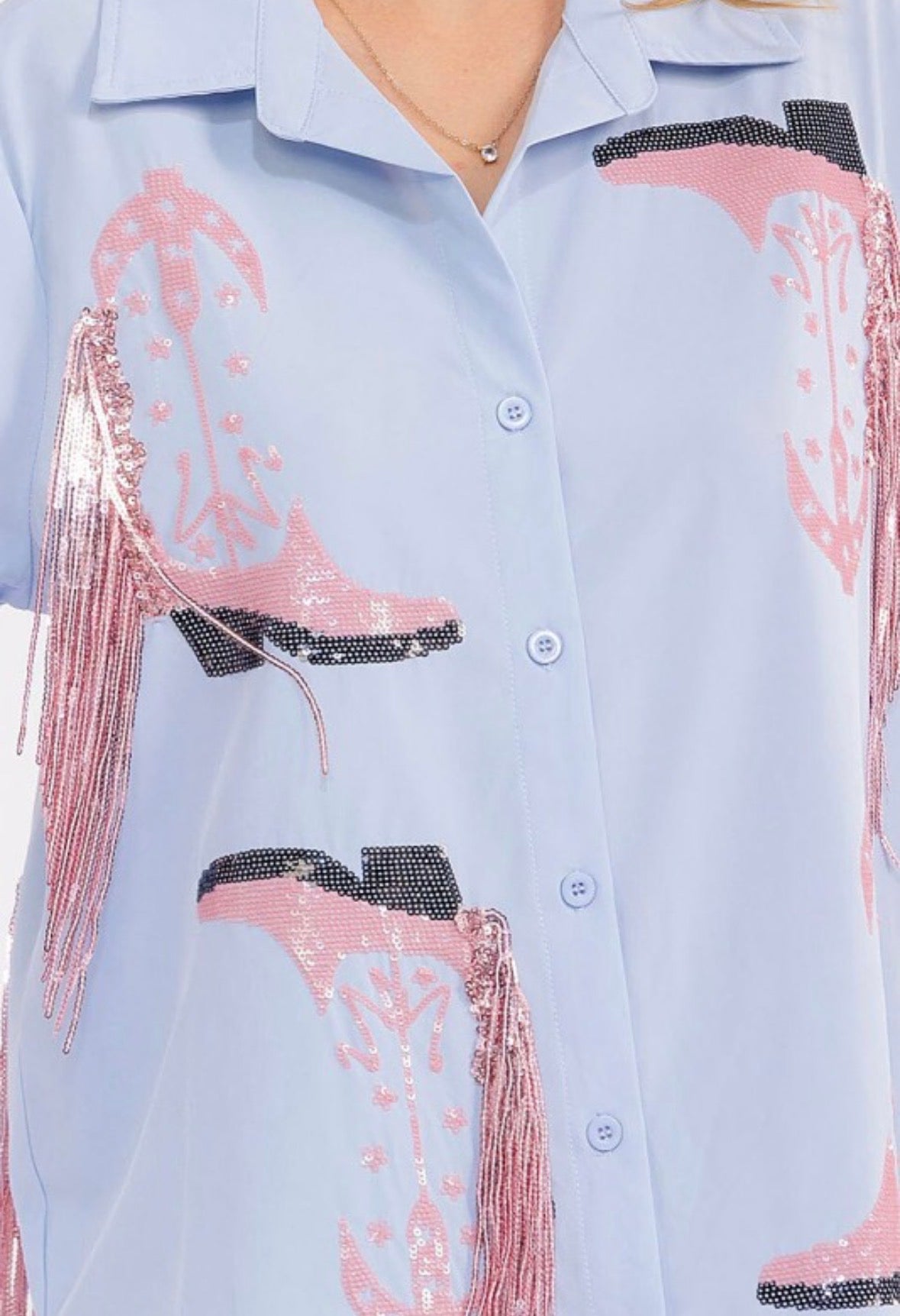 Blue B Sequins baby button down