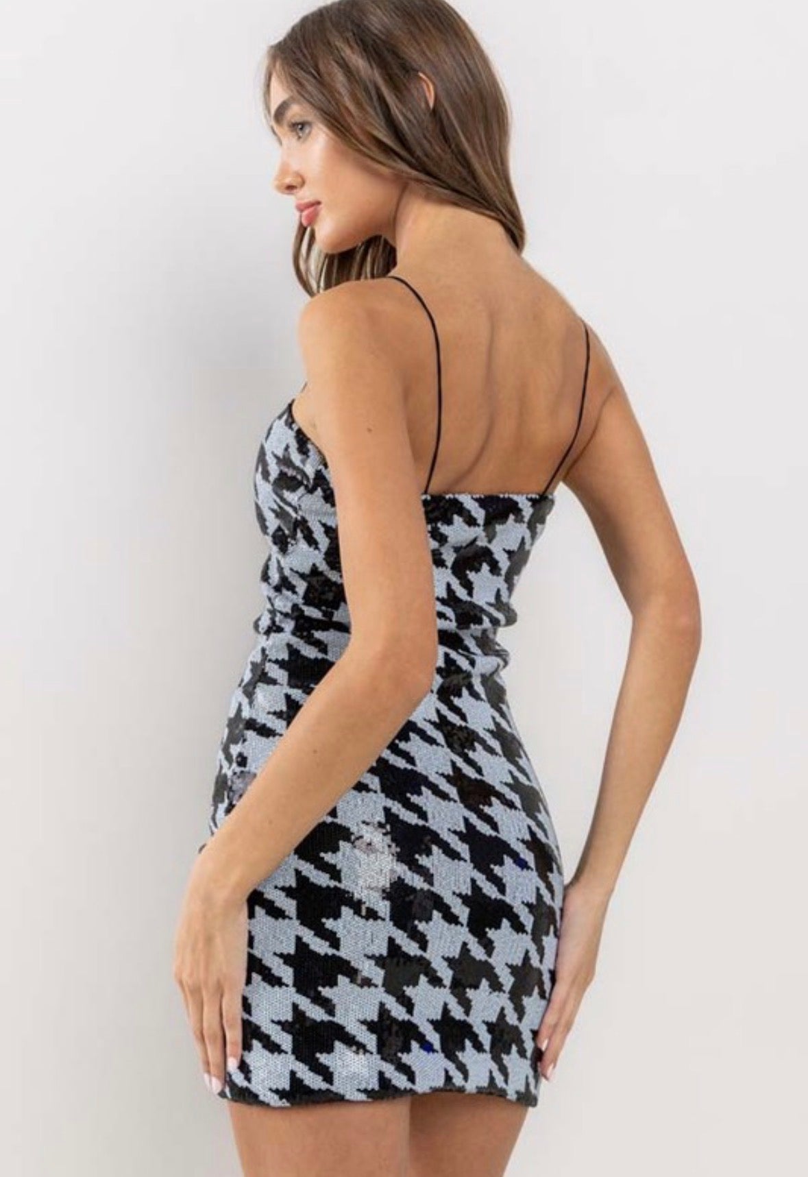 Houndstooth sequin dress