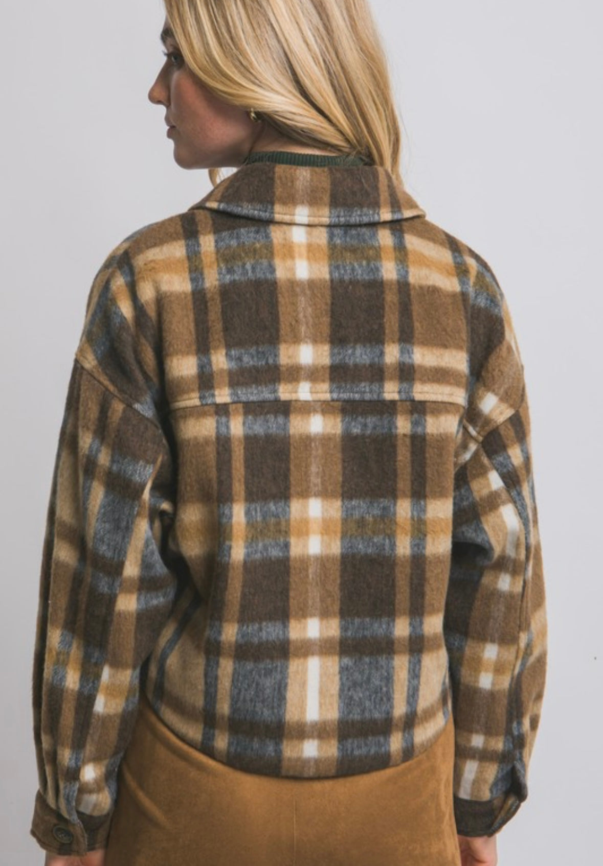 Last one large Plaid crop jacket