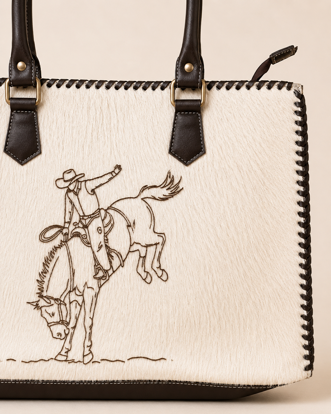 Rodeo Spirit Cowhide Tote in brown