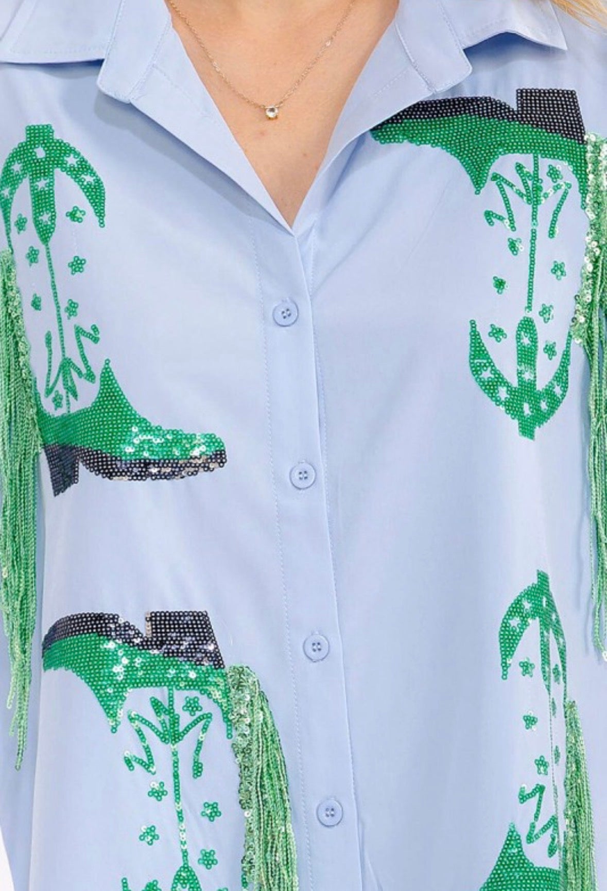 Blue B Sequins baby button down