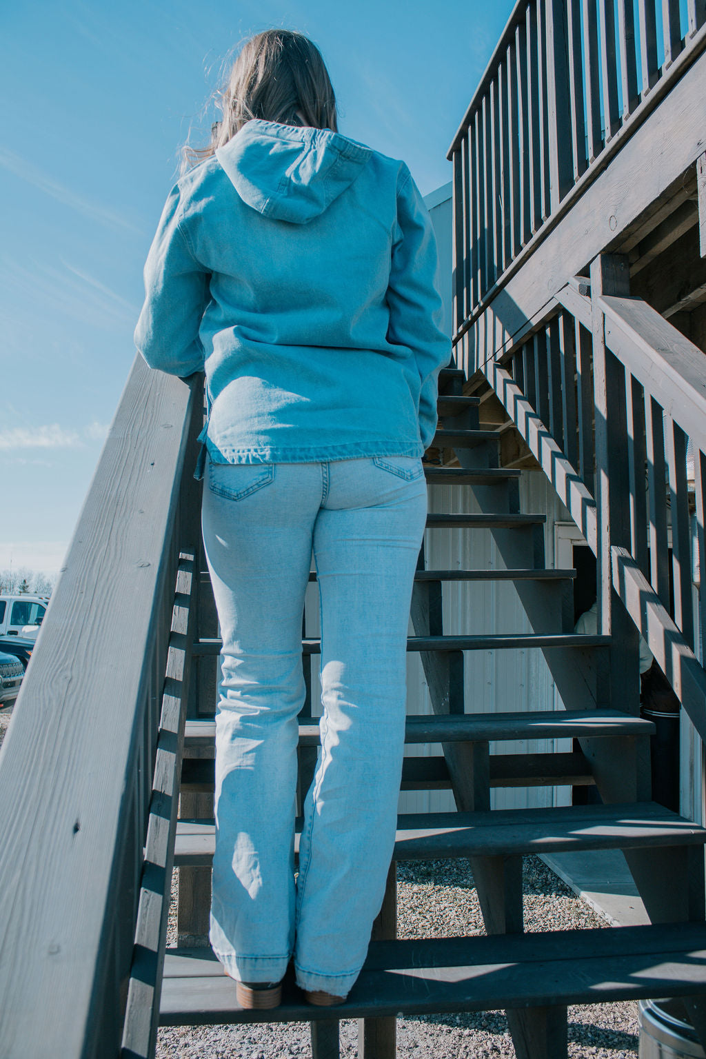 Last one medium Light wash Denim hoodie