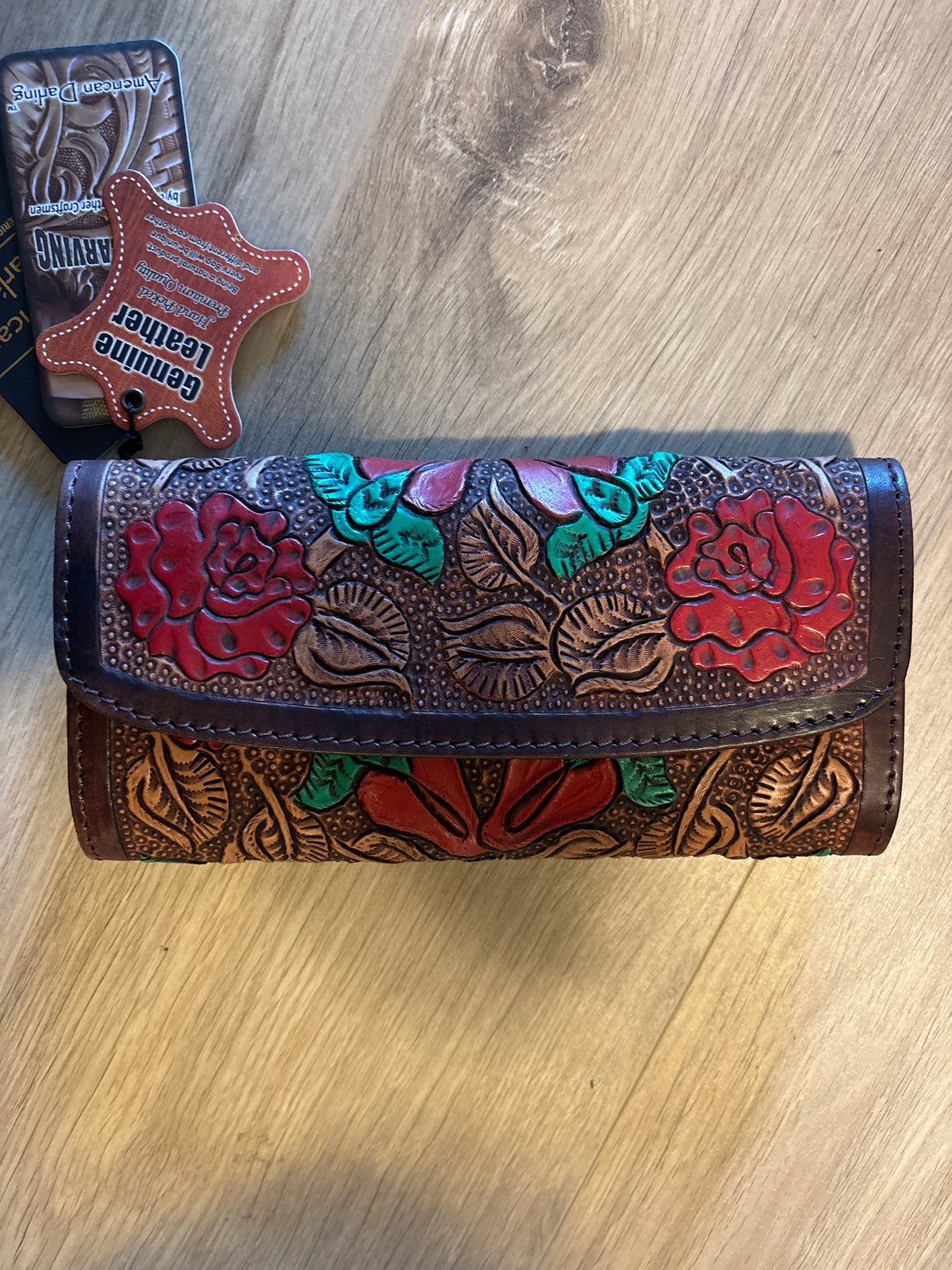 American Darling Hand Tooled Genuine Leather Small Cross Body Bag With Leather Strap