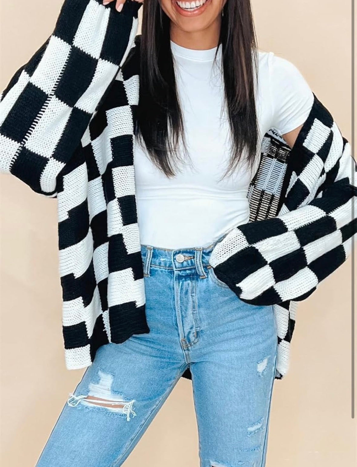 Checkered Cozy Cardigan