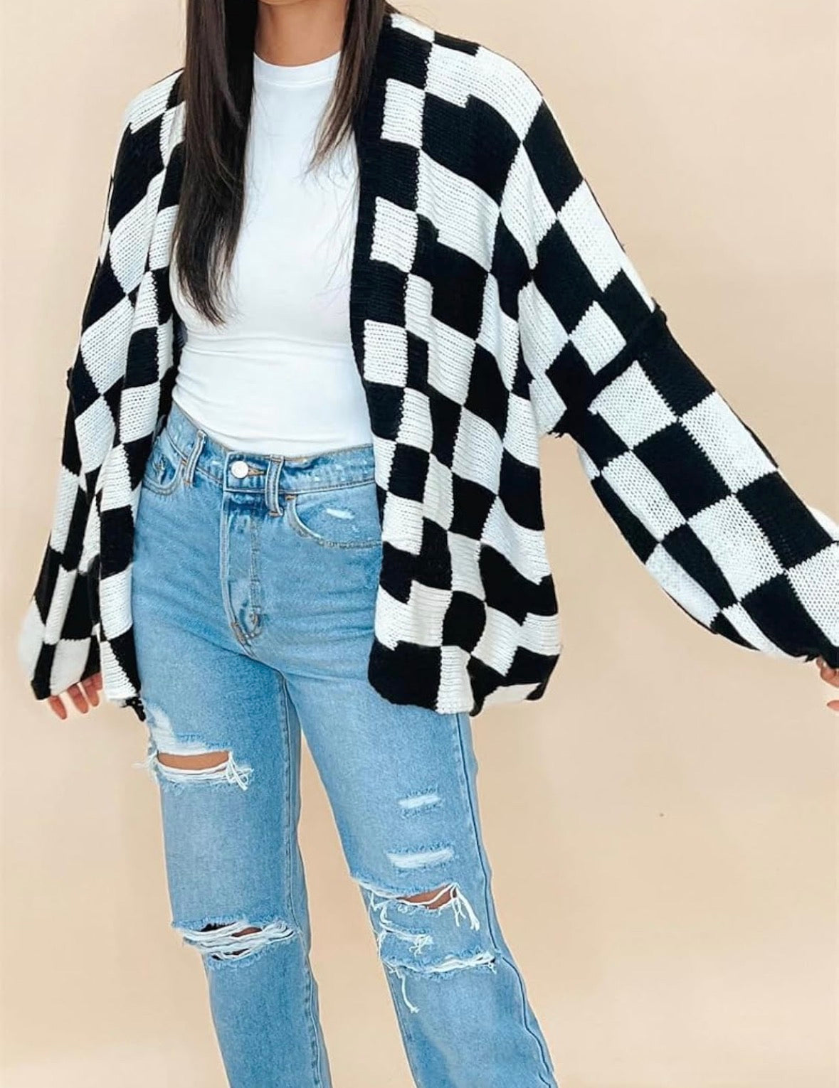 Checkered Cozy Cardigan