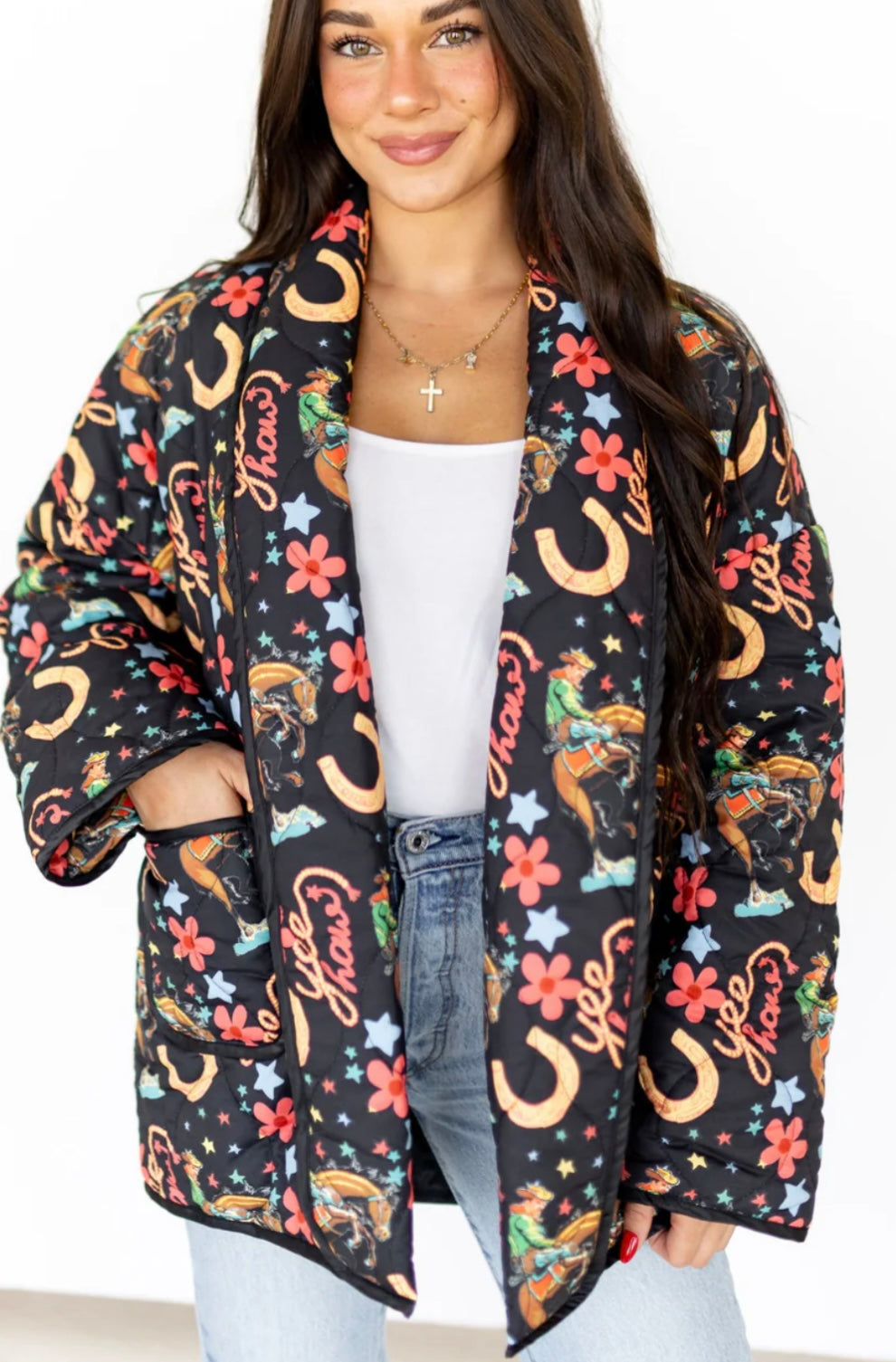 Turquoise Haven Yeehaw quilted jacket