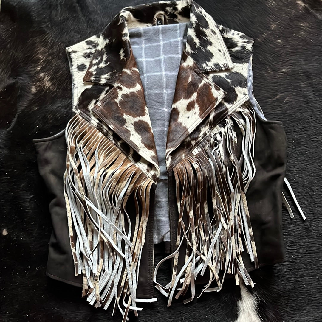 Cowhide fringe vest XL