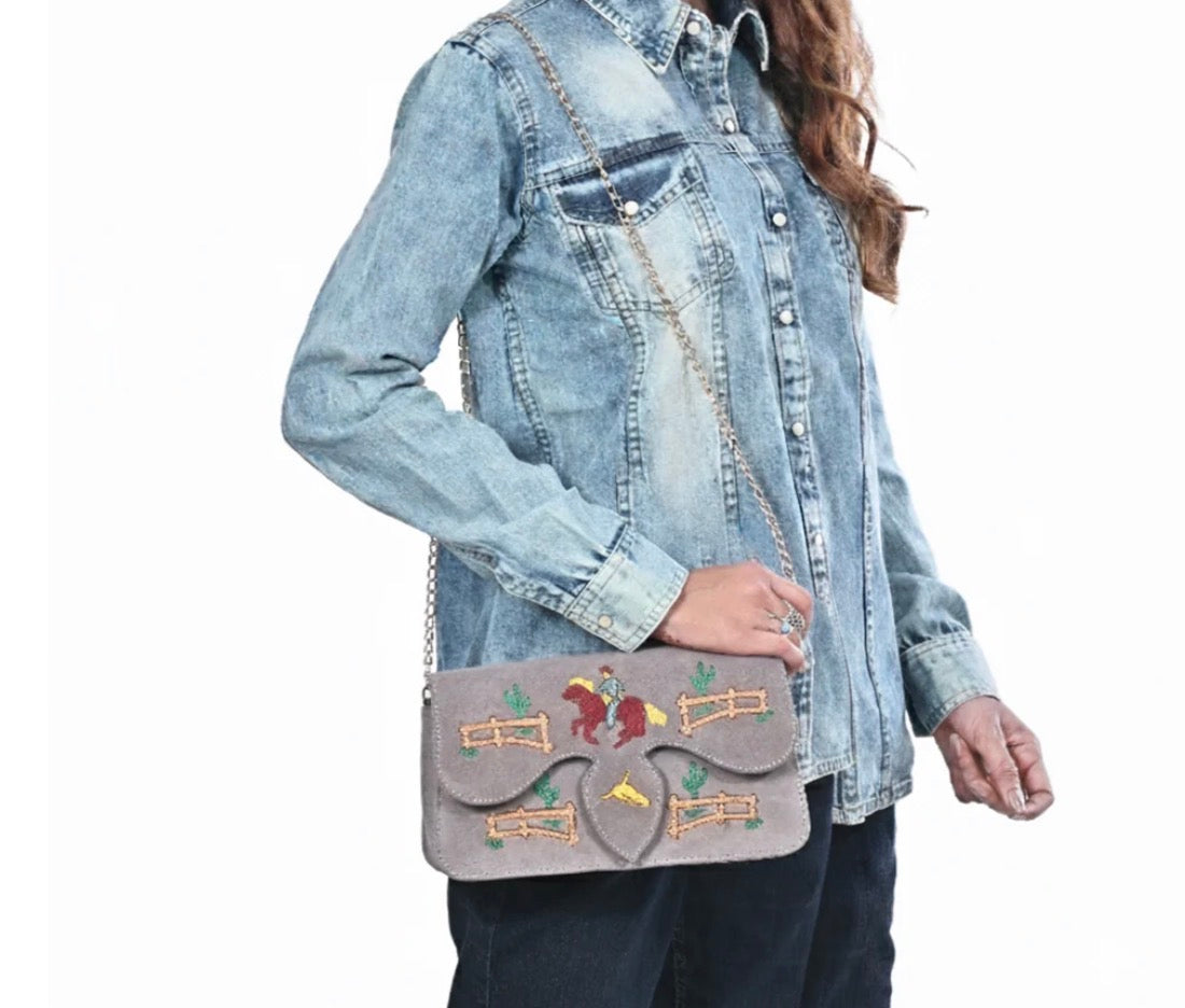 American Darling Western Embroidered Genuine Suede Cross Body Bag