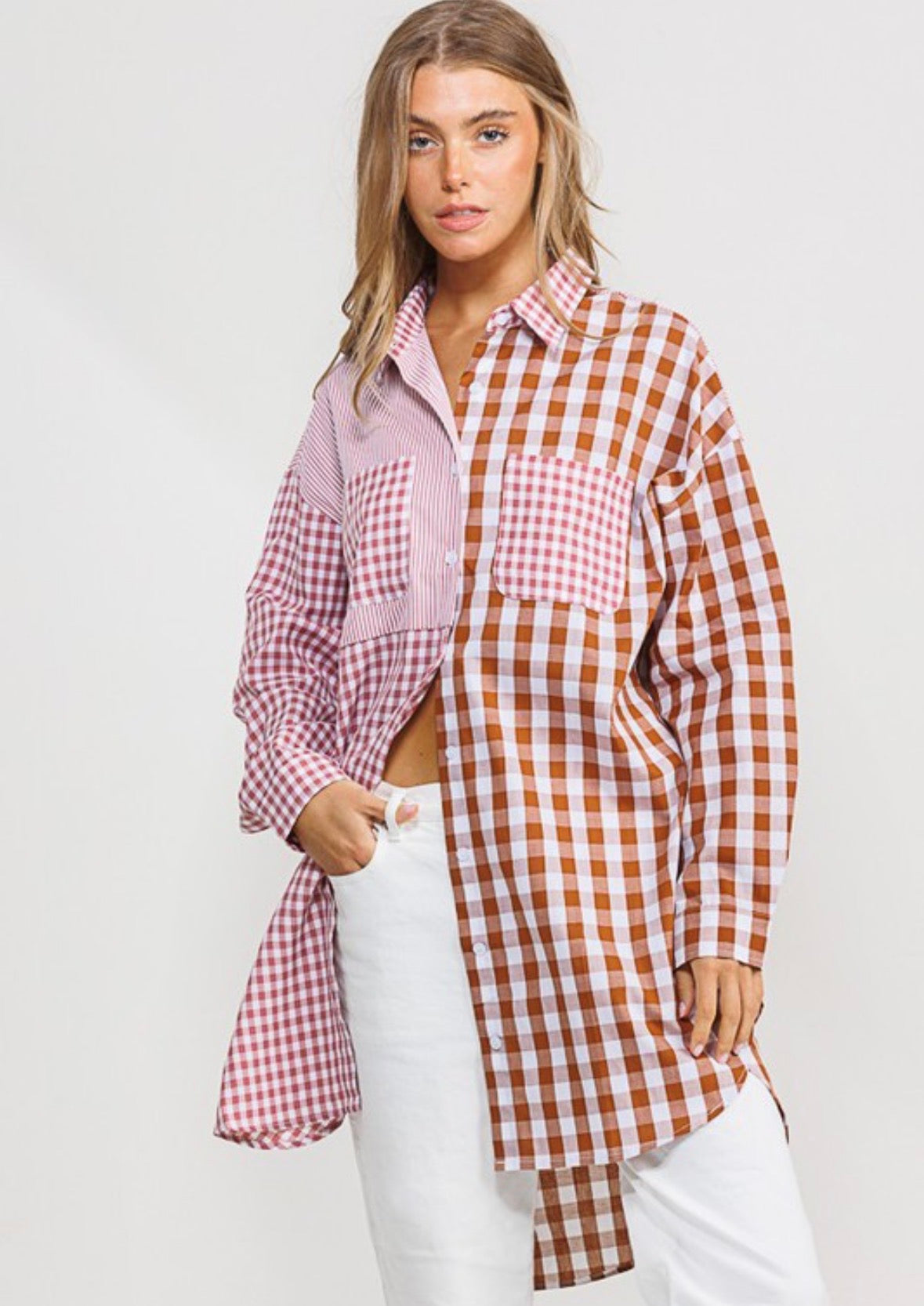 Plaid / gingham button down