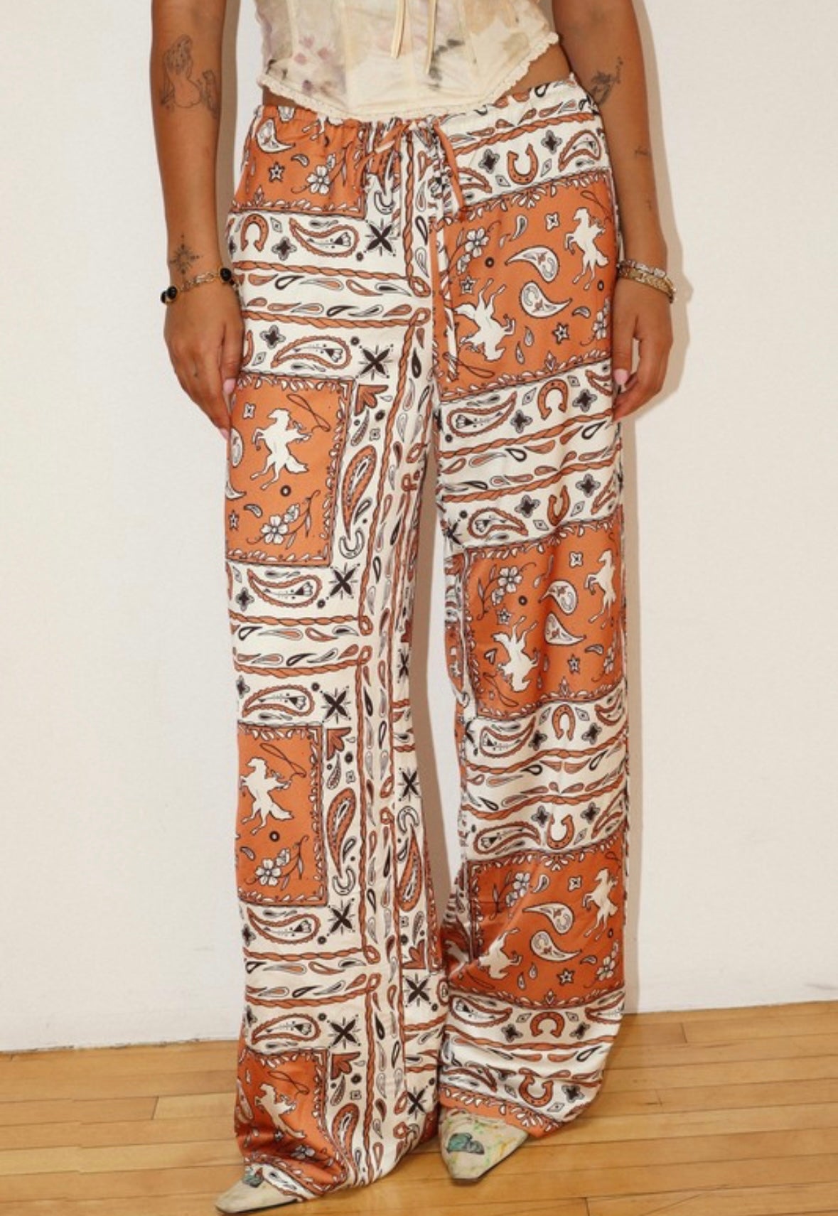 Bailey Rose western bandana wide leg pants