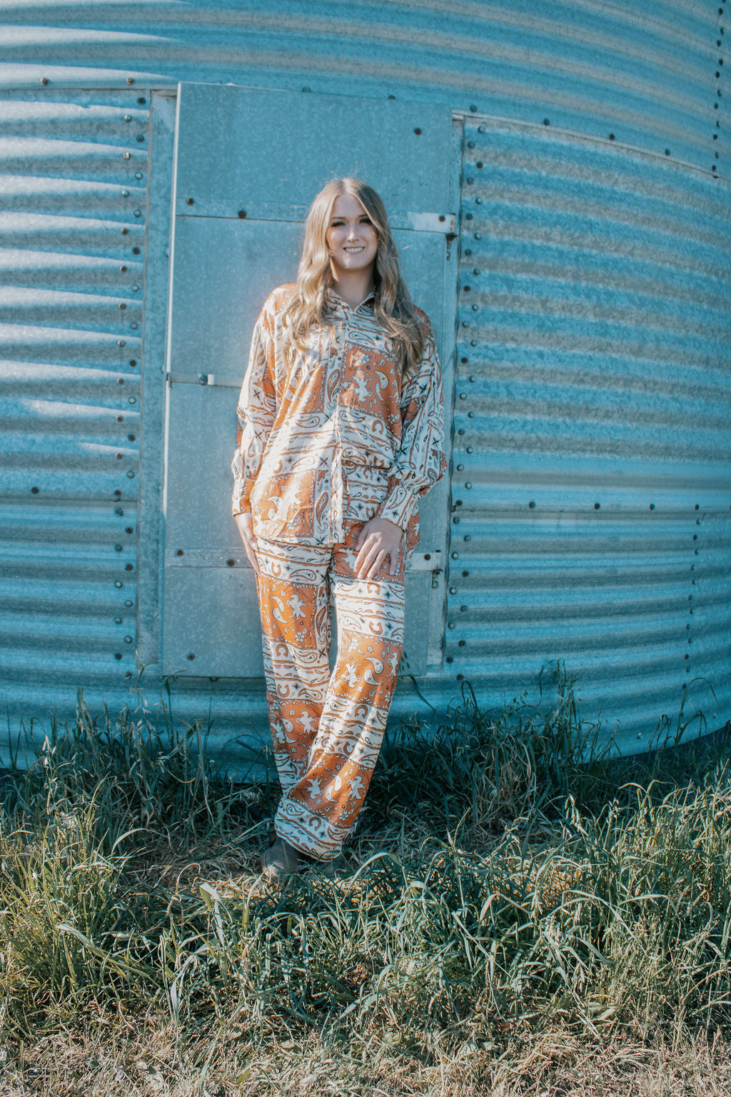 Bailey Rose western bandana button down top