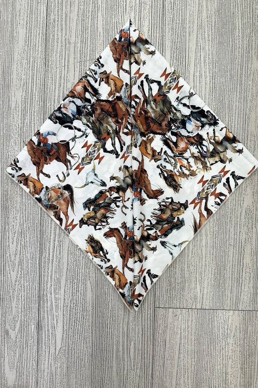 Classic Western Gathering Horse Print wild rag