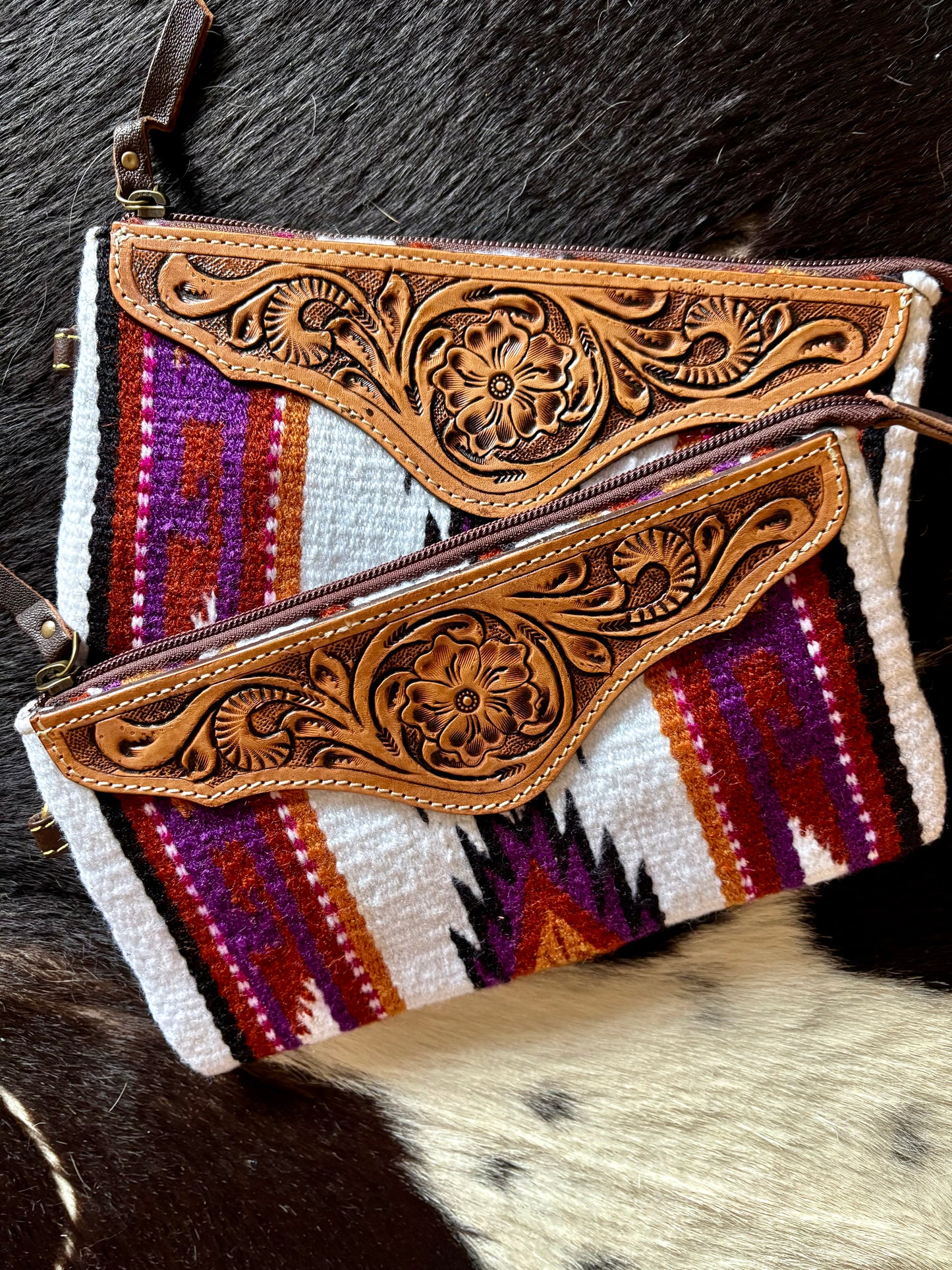 Woven southwestern serape fabric wristlet