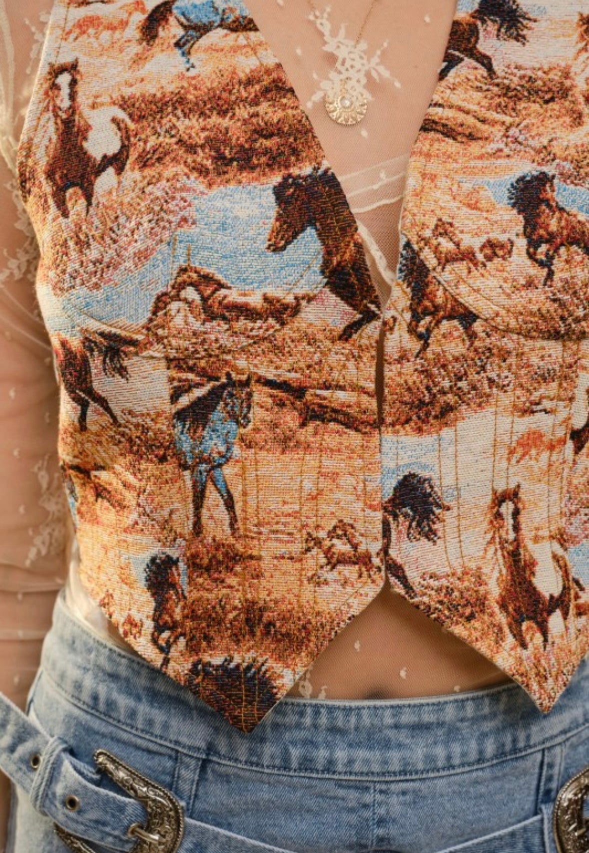 Blue B Tapestry horse vest