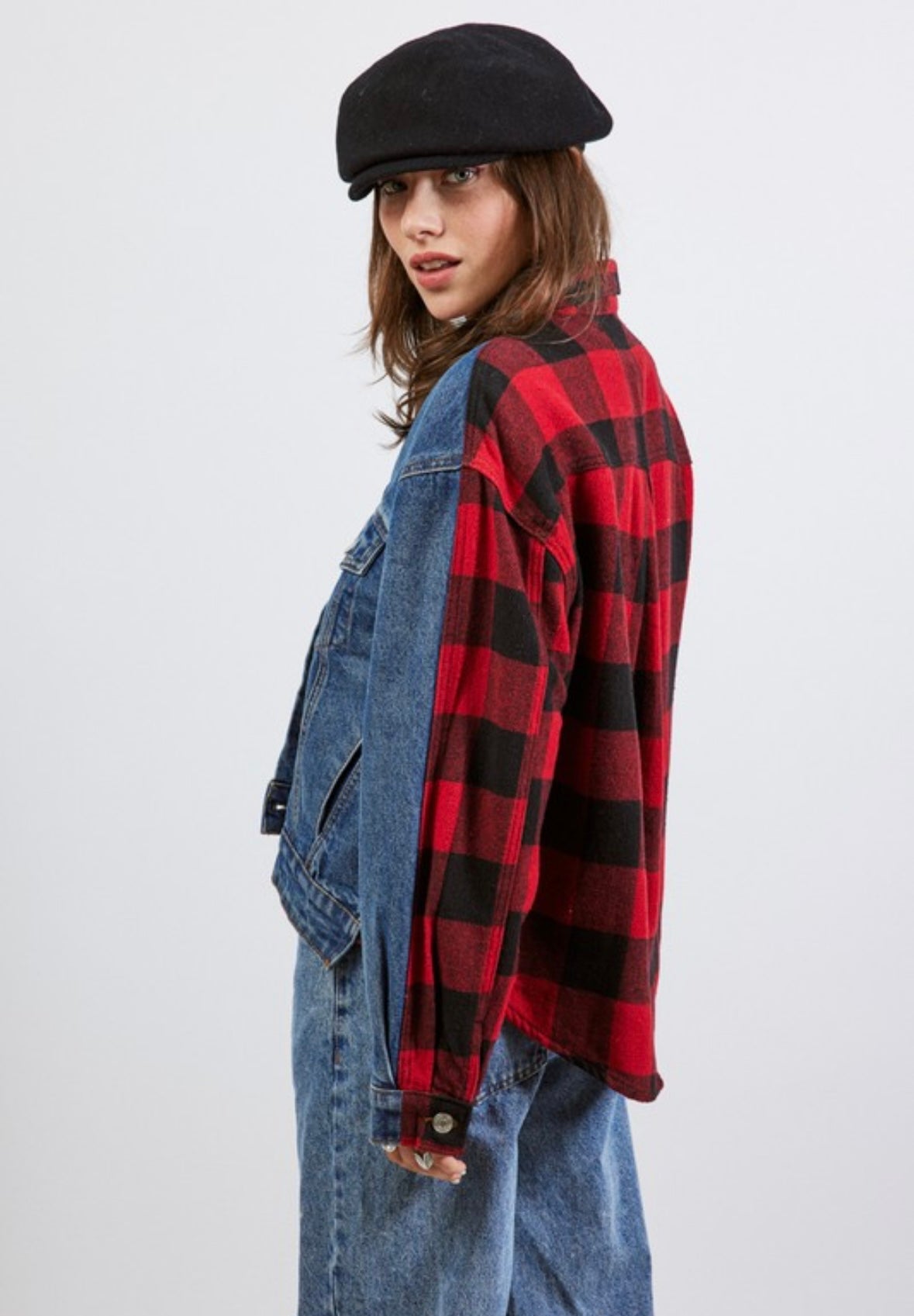 Plaid denim jacket