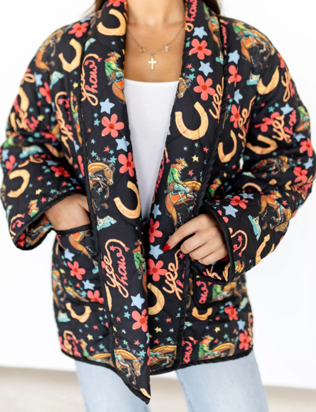 Turquoise Haven Yeehaw quilted jacket