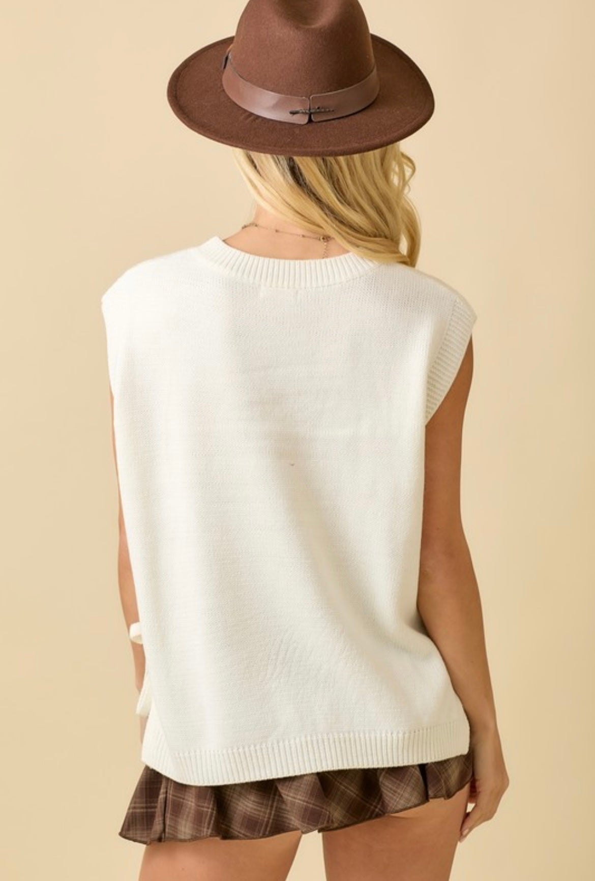 Horse knitted vest-white