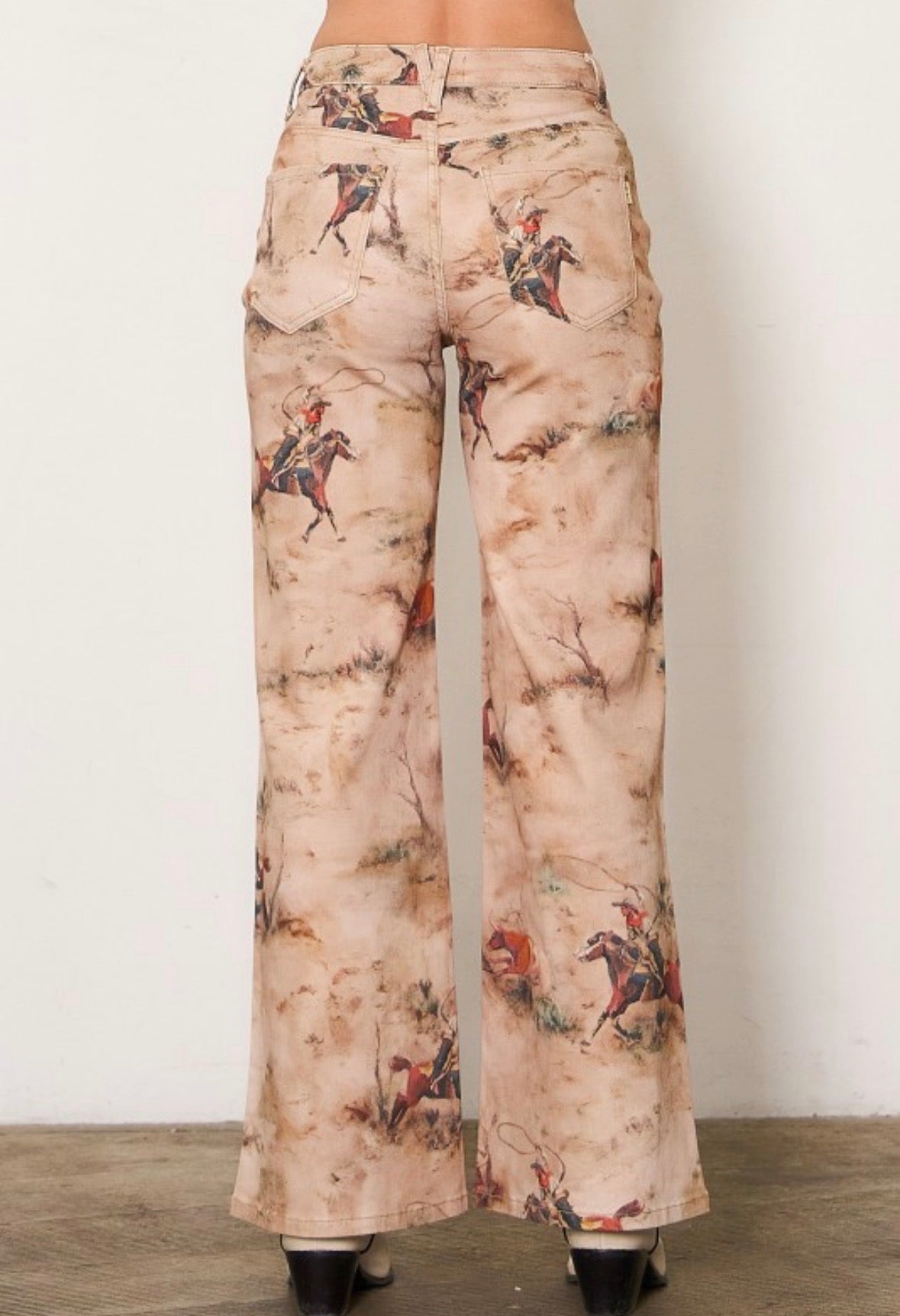 Vibrant MiU Cowboy print wide leg Jean