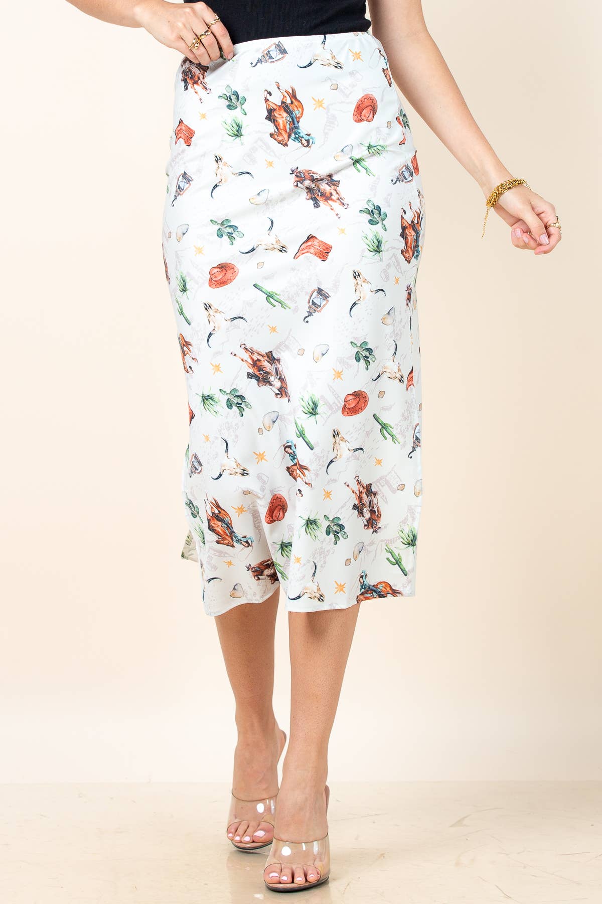 Western Running Horse Print Casual Skirt