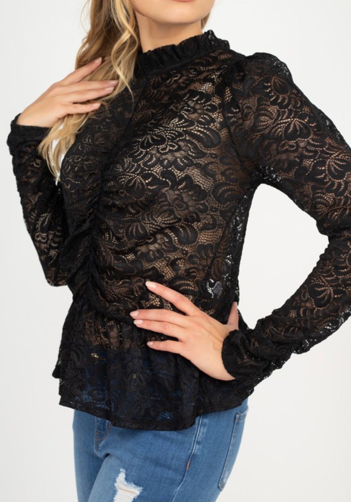 Black Lace peplum top