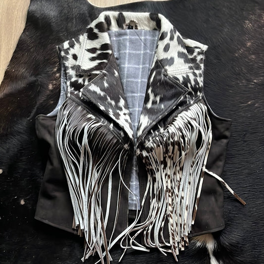 Cowhide fringe vest large