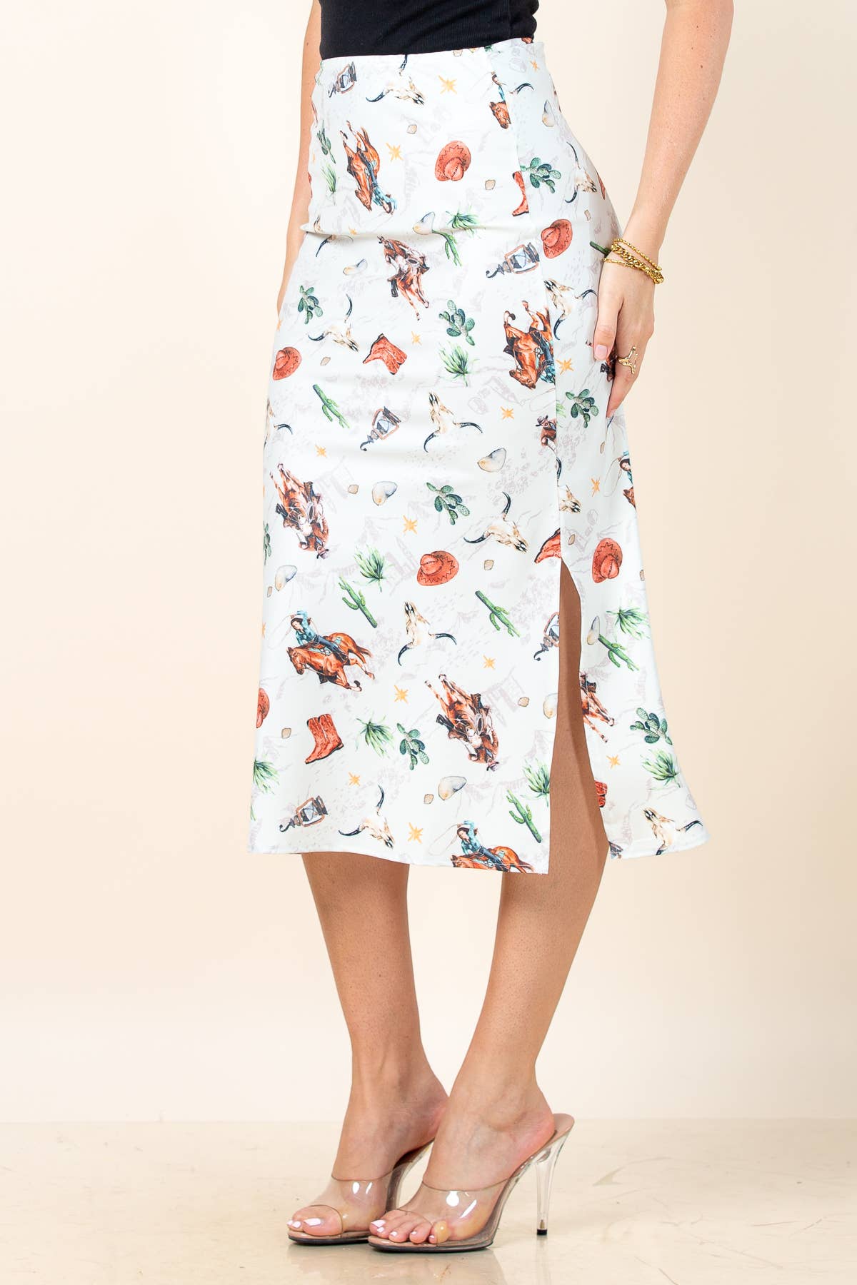 Western Running Horse Print Casual Skirt