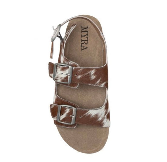 Mountain Path Leather Sandals in Brown& Light Hair-on Hide