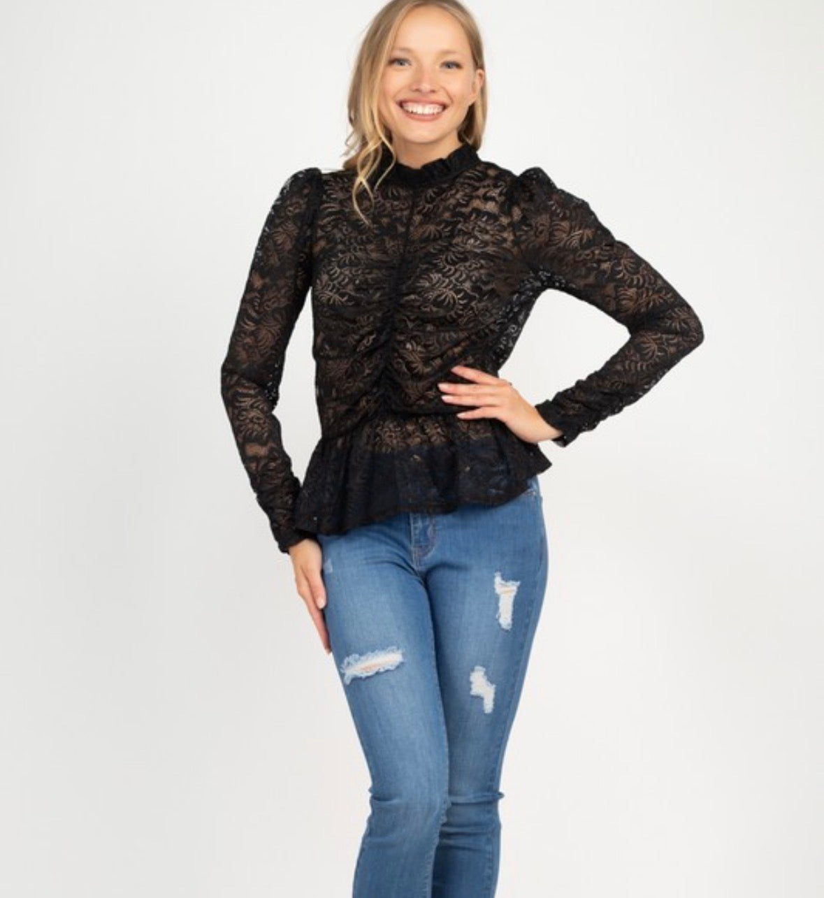 Black Lace peplum top