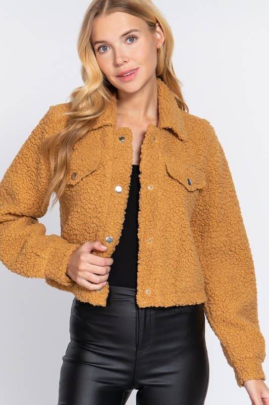 Cropped Sherpa Fleece Jacket