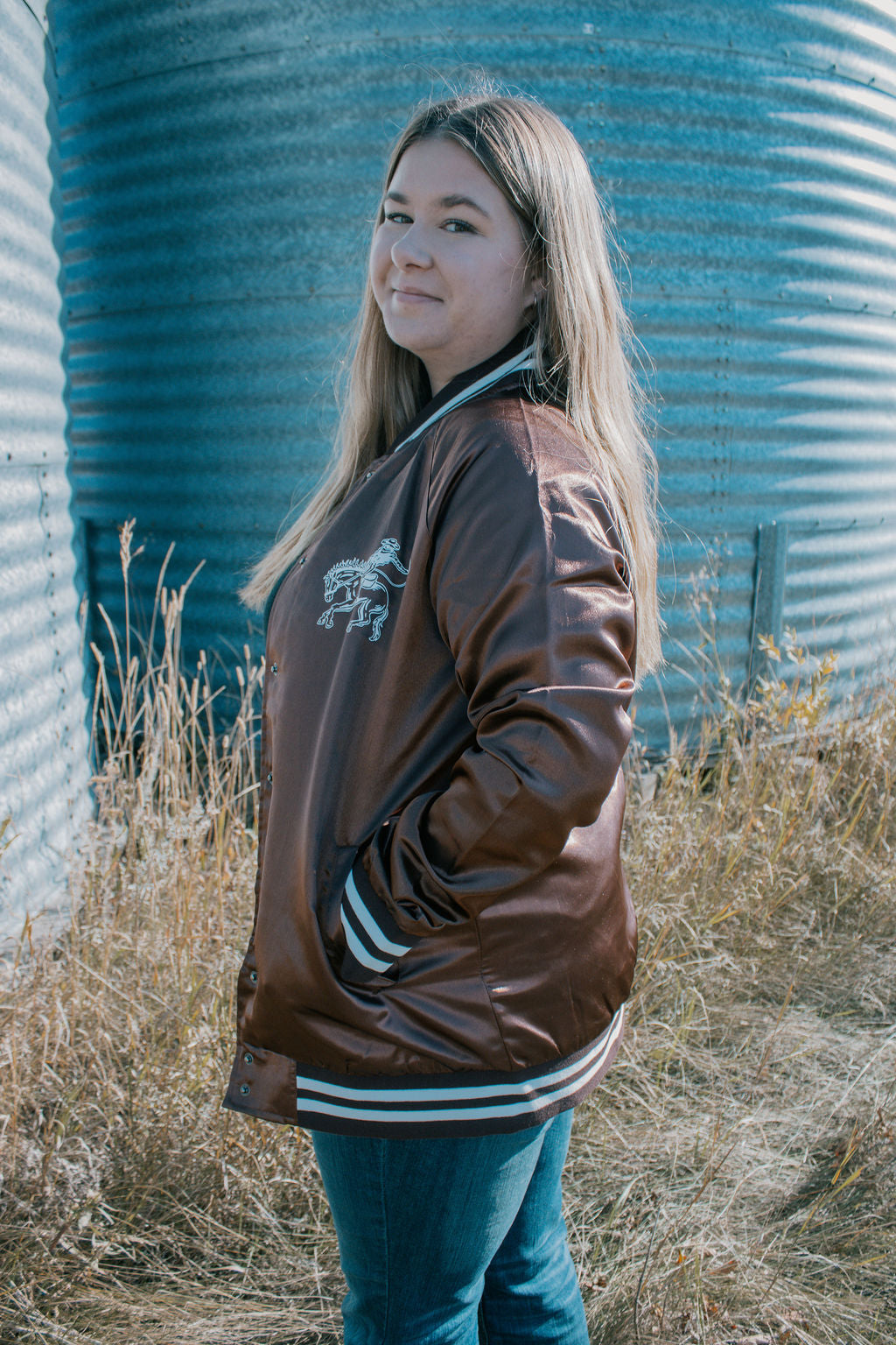 Honky Tonk Embroidery Satin Bomber Jacket