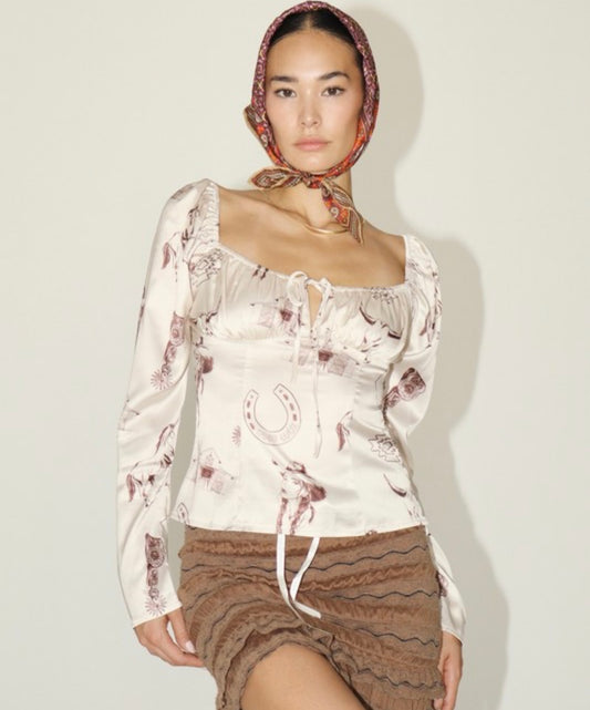 Last one XS Modern cowgirl collection satin top