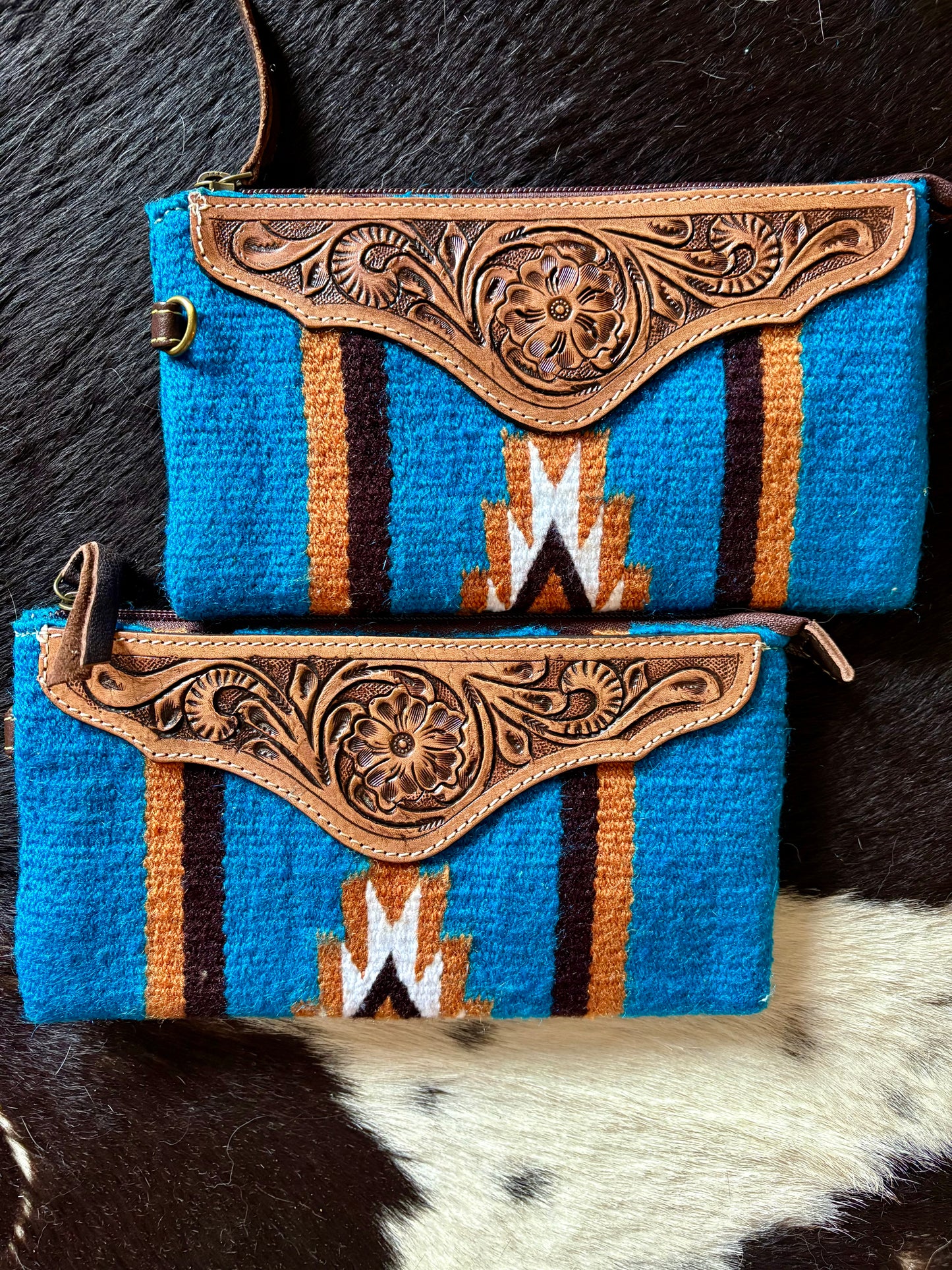 Woven southwestern serape fabric wristlet