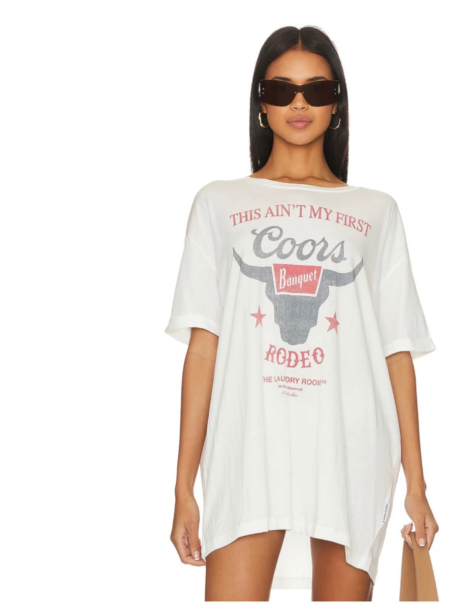 The Laundry Room Ain't My First Coors Rodeo Oversized Tee - White