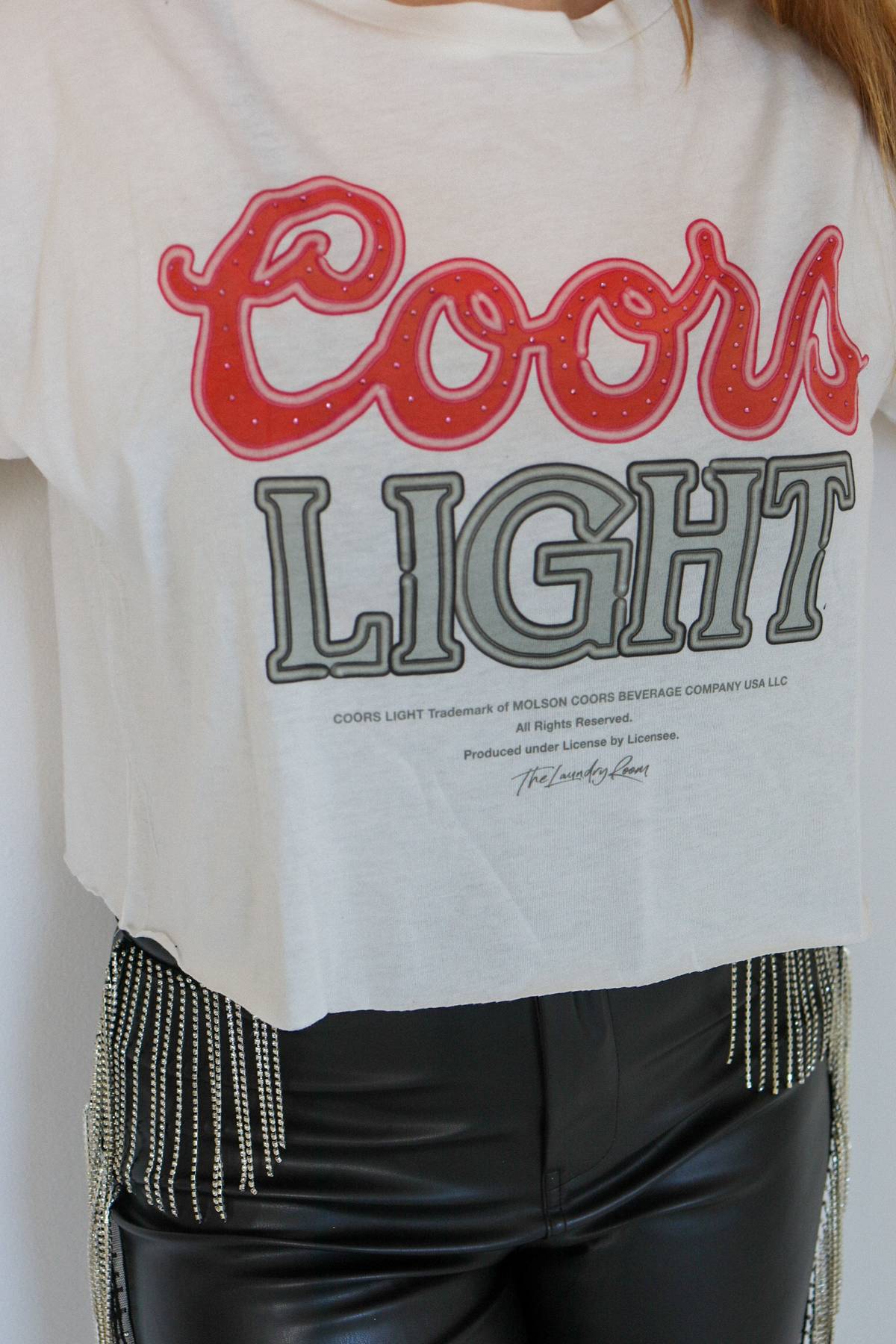 The laundry room Coors Neon Light Crop Oversized Tee - White