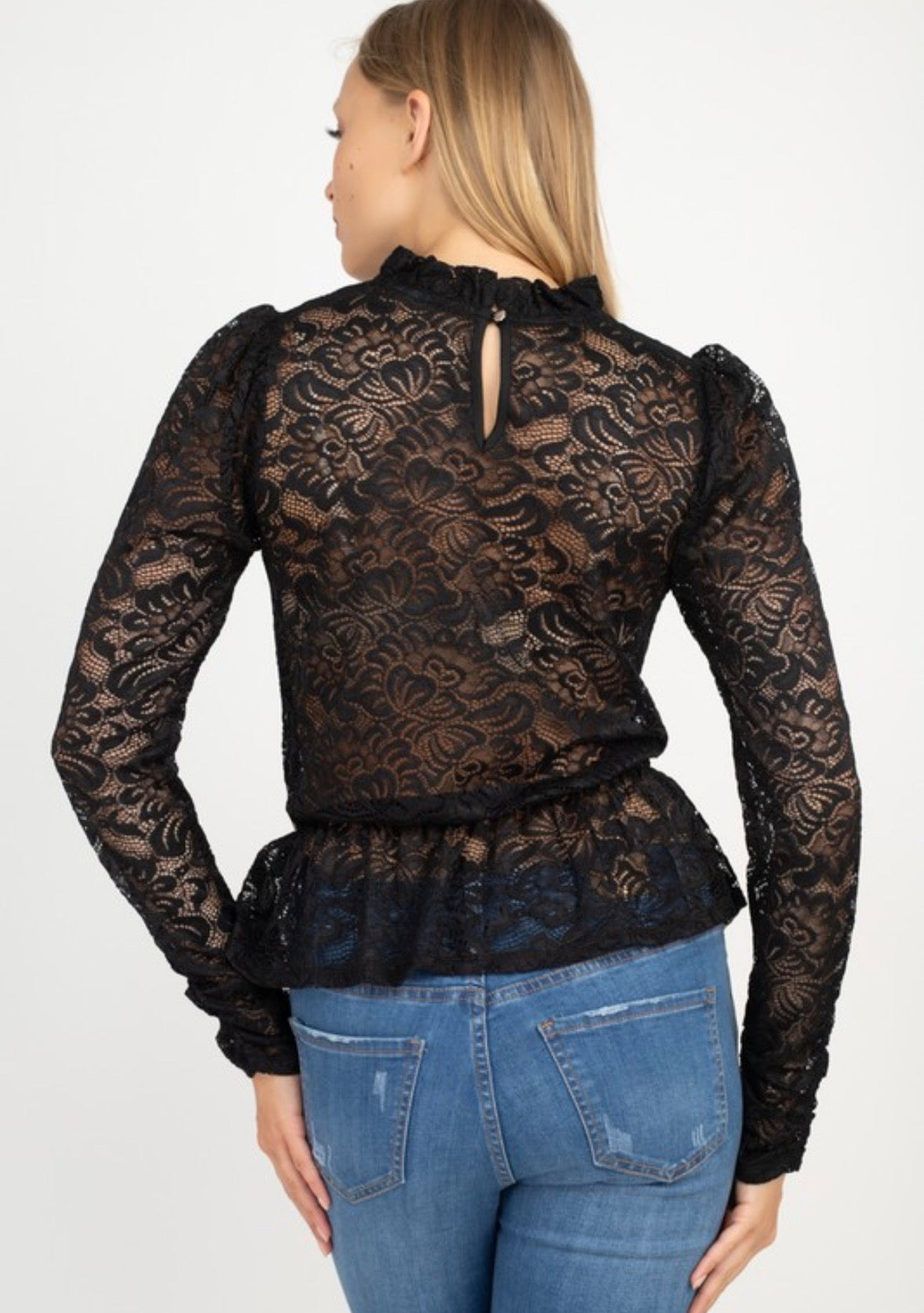 Black Lace peplum top