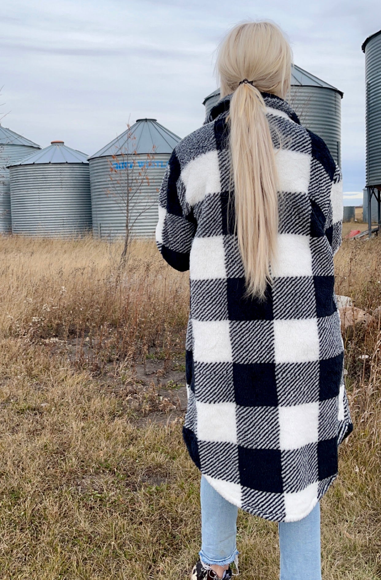 Long plaid jacket