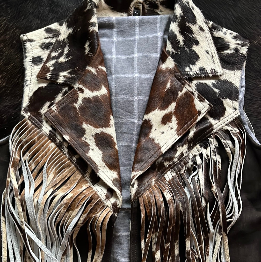 Cowhide fringe vest XL