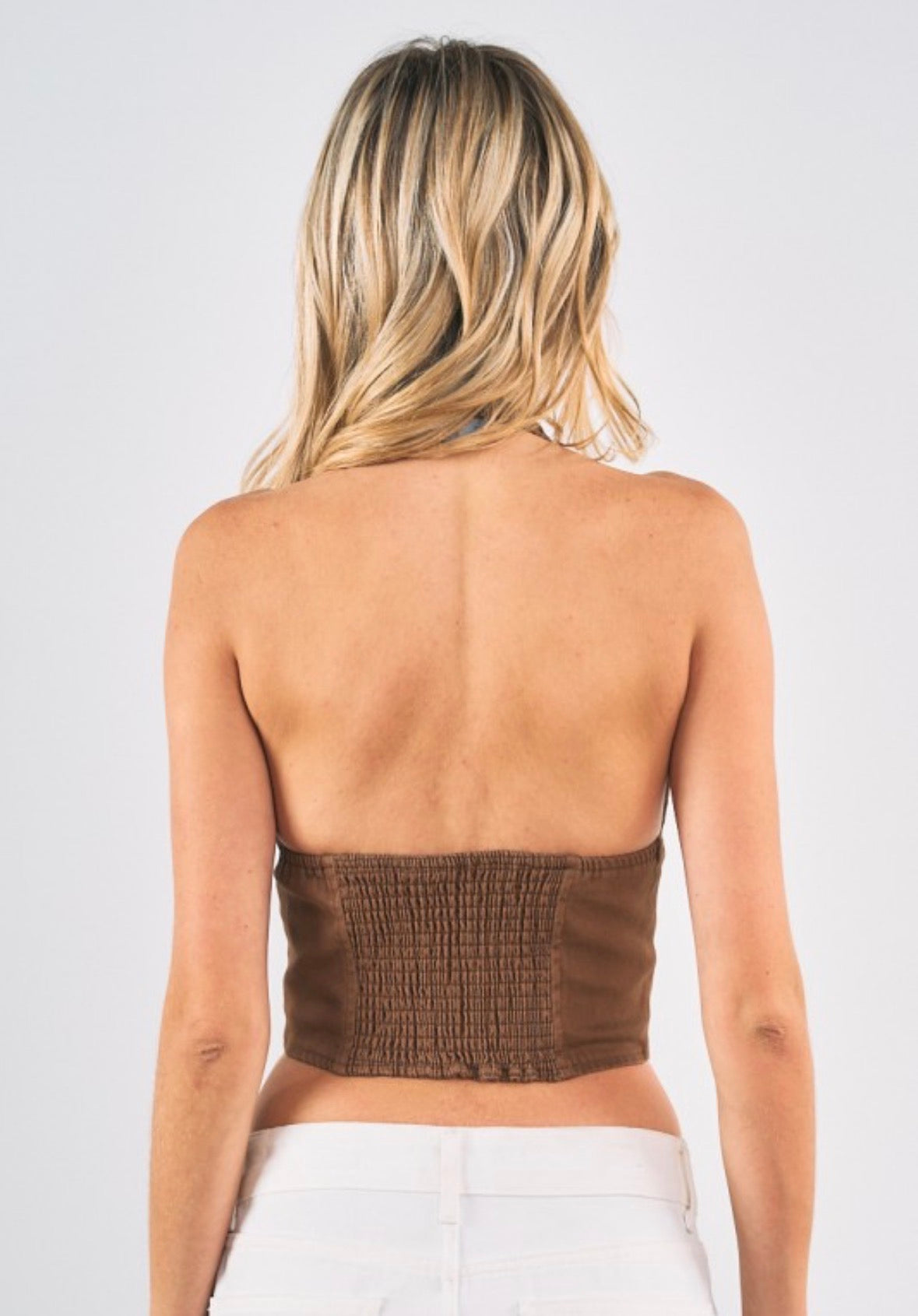 Midnight Spur Halter Corset Top-brown