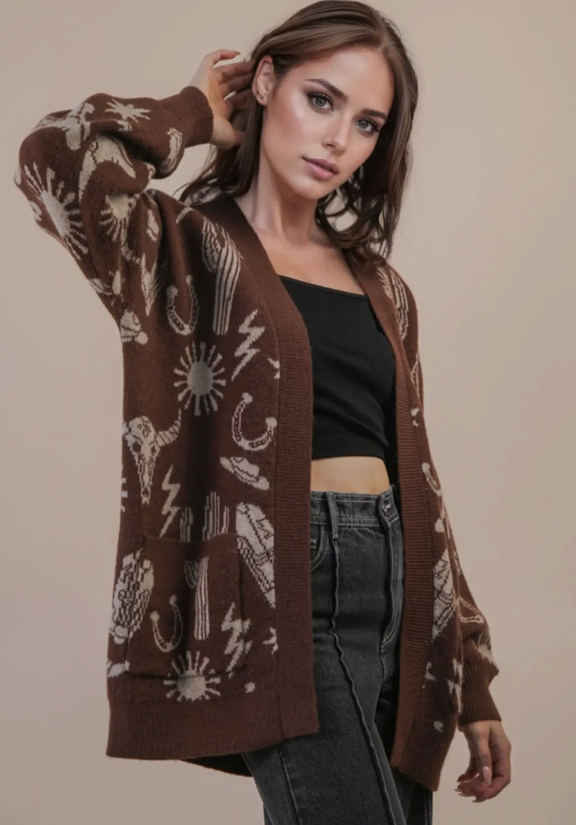 Western graphic cardigan