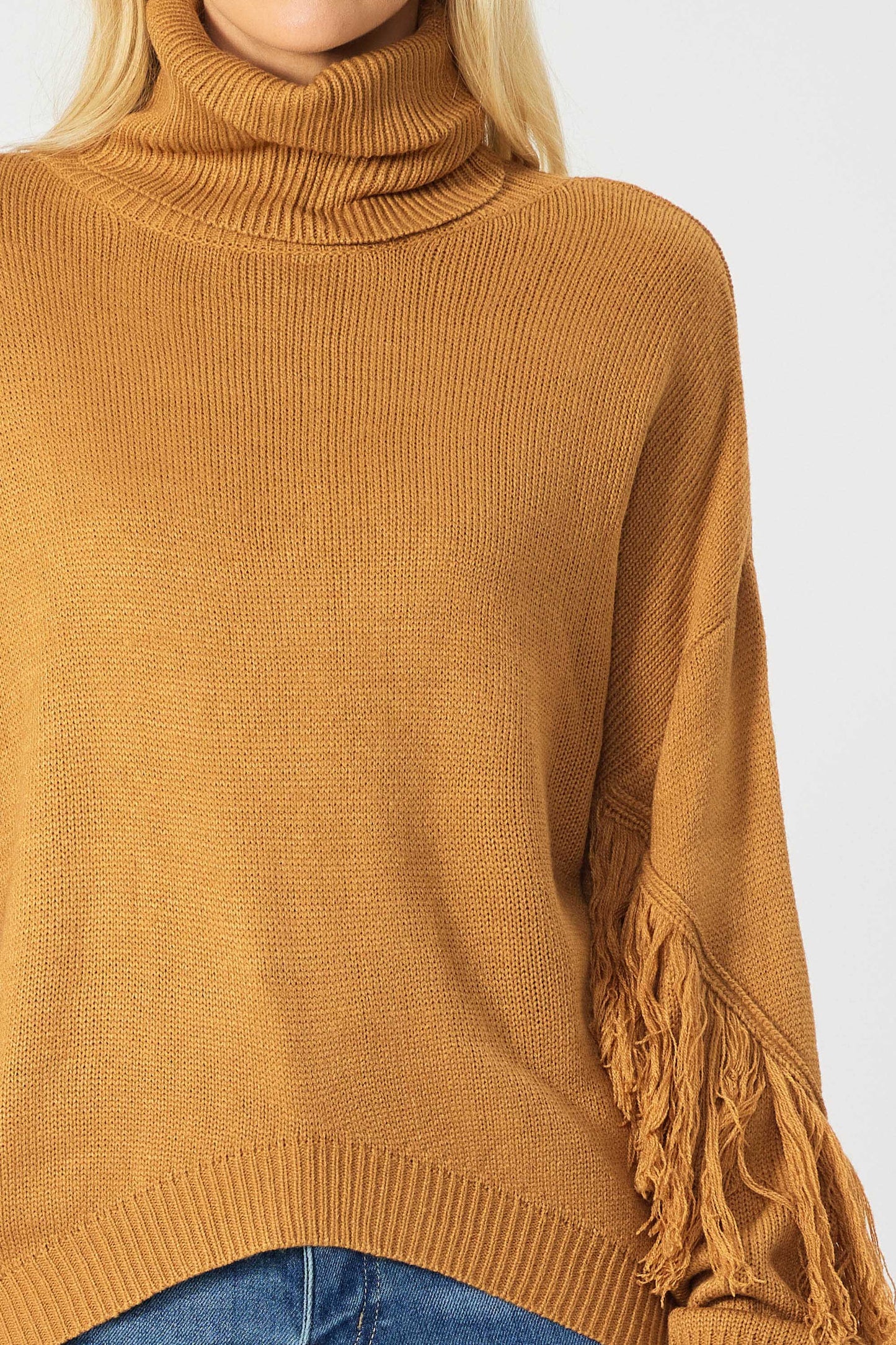 SOLID LONG SLEEVE TURTLE NECK SWEATER TOP