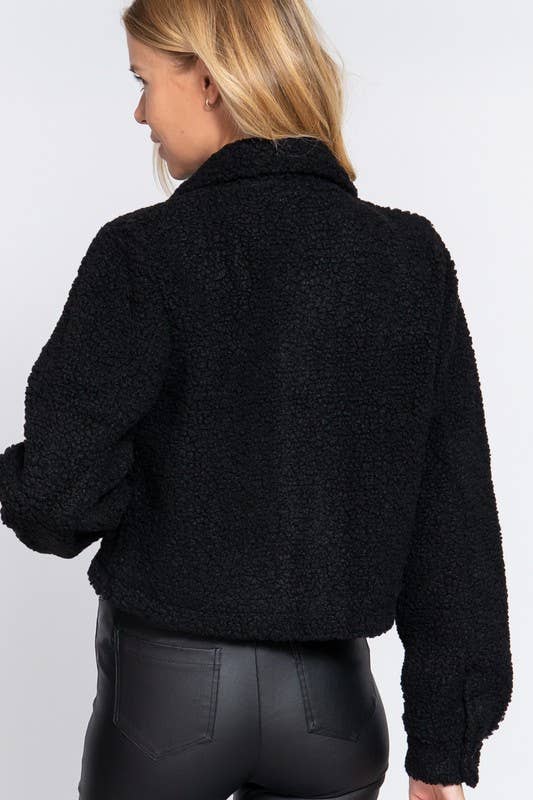 Cropped Sherpa Fleece Jacket