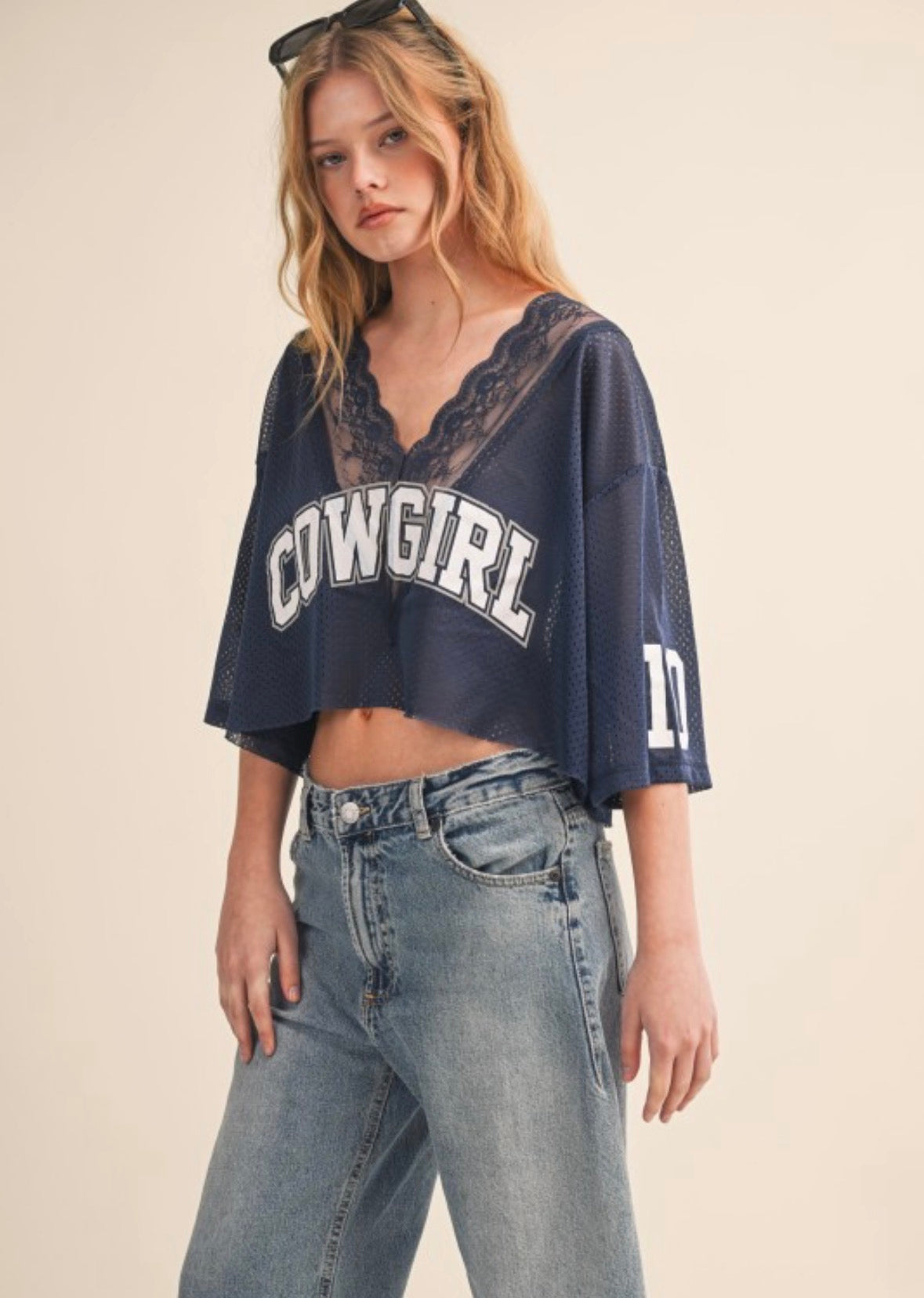 Cowgirl Lace Varsity Crop Top