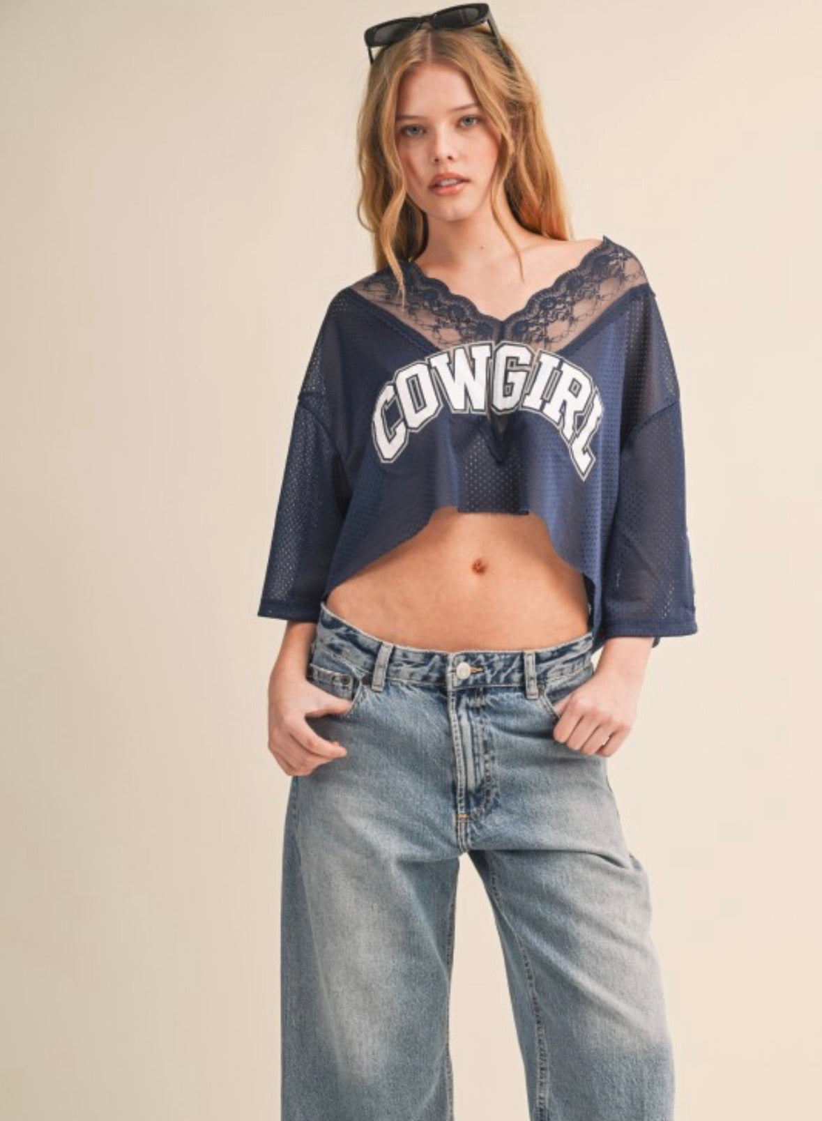 Cowgirl Lace Varsity Crop Top