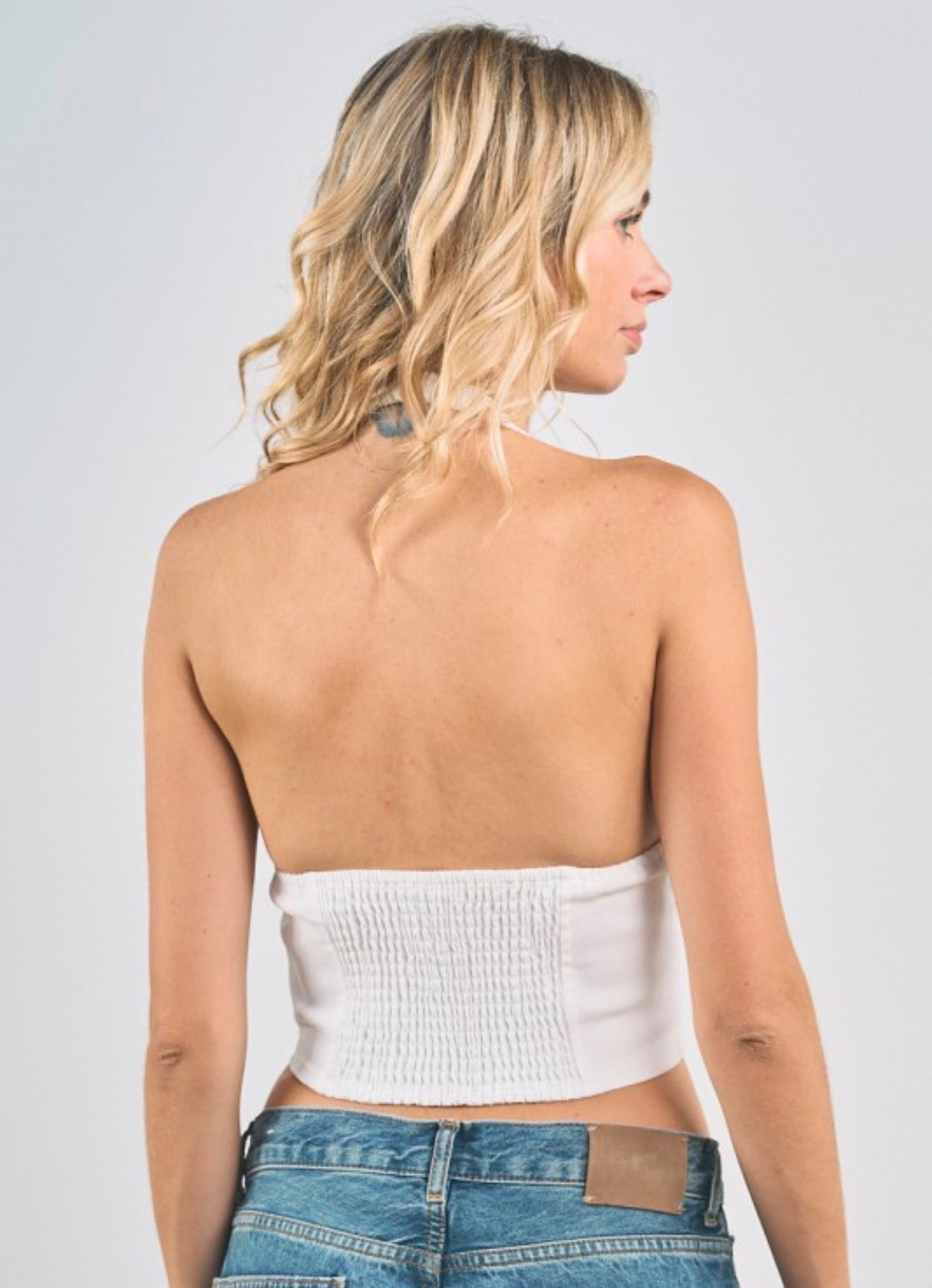 Midnight Spur Halter Corset Top-white