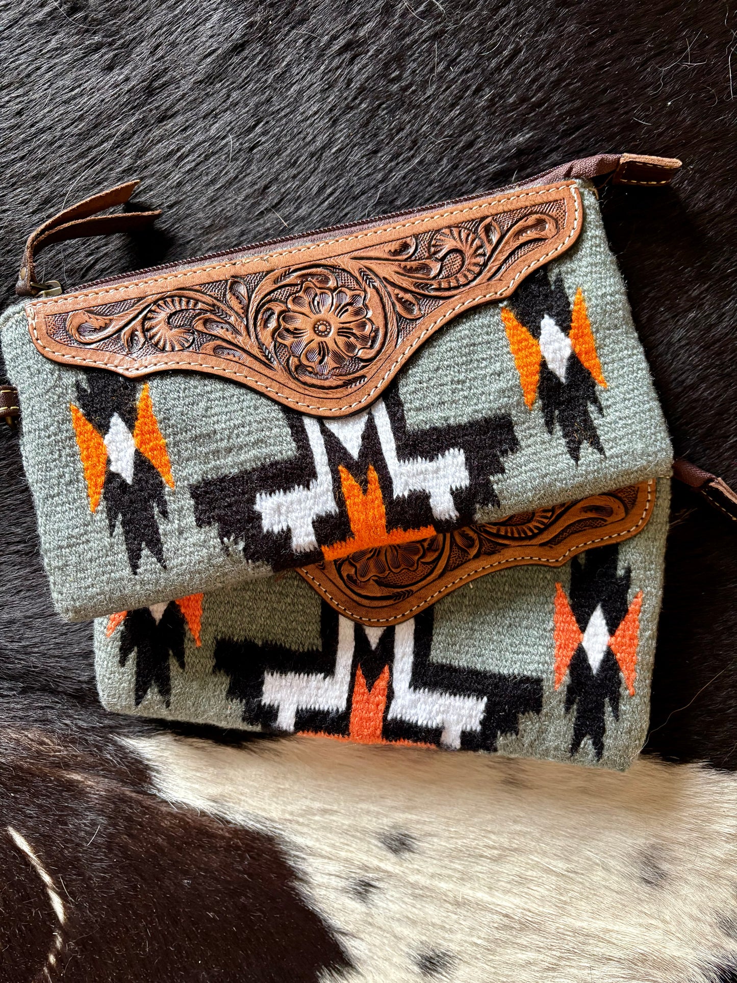Woven southwestern serape fabric wristlet