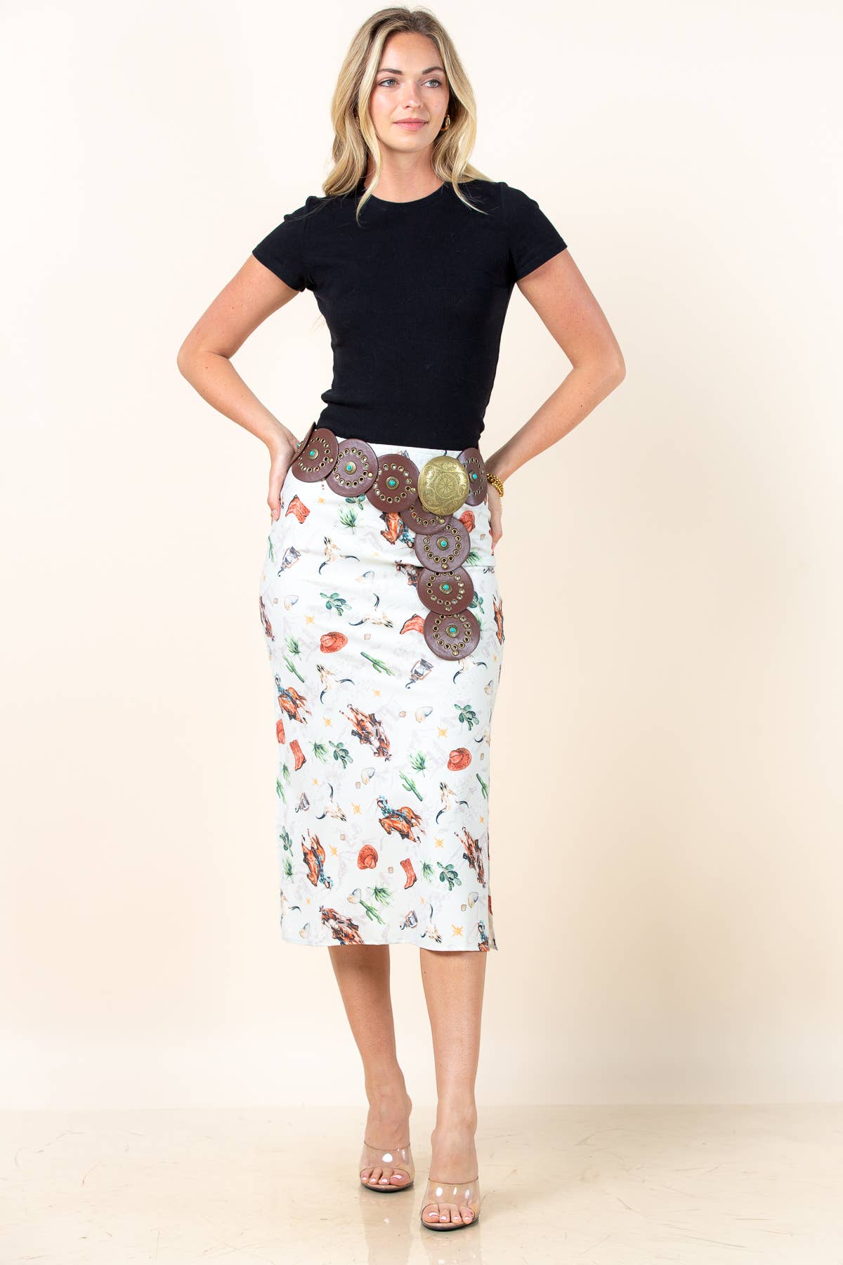 Western Running Horse Print Casual Skirt