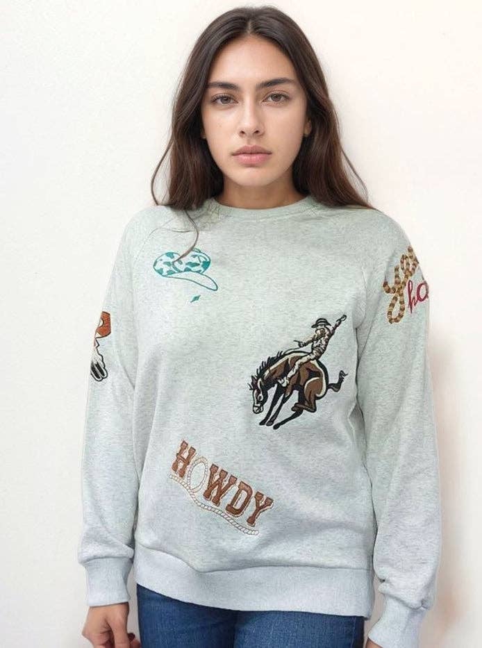 Western Embroidery Fleece Sweatshirt